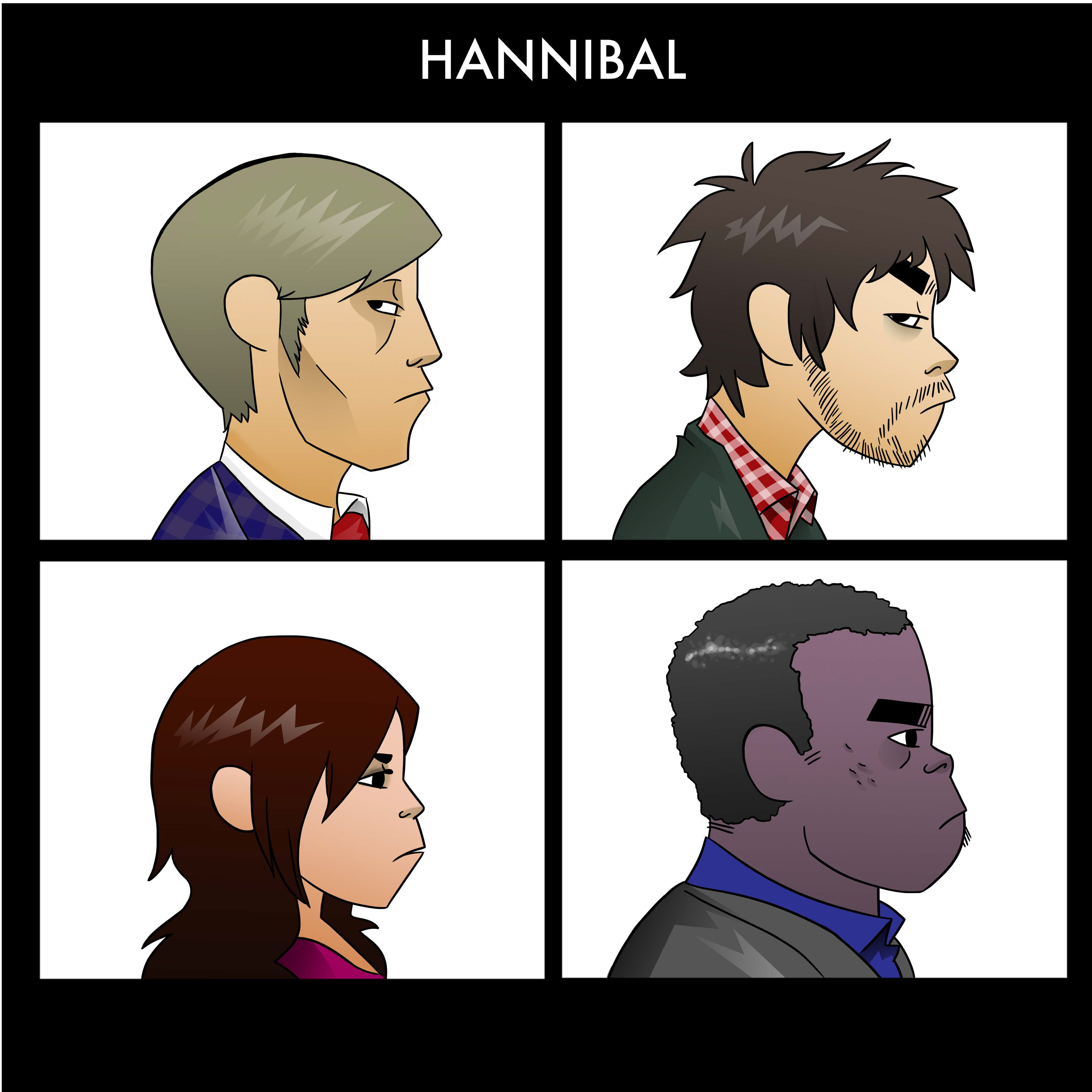Hannibal/Gorillaz print. 8"x 8." 2014