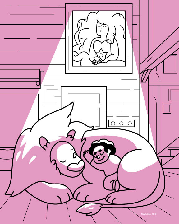Steven and Lion screen print. 8.5" x 11." 2015