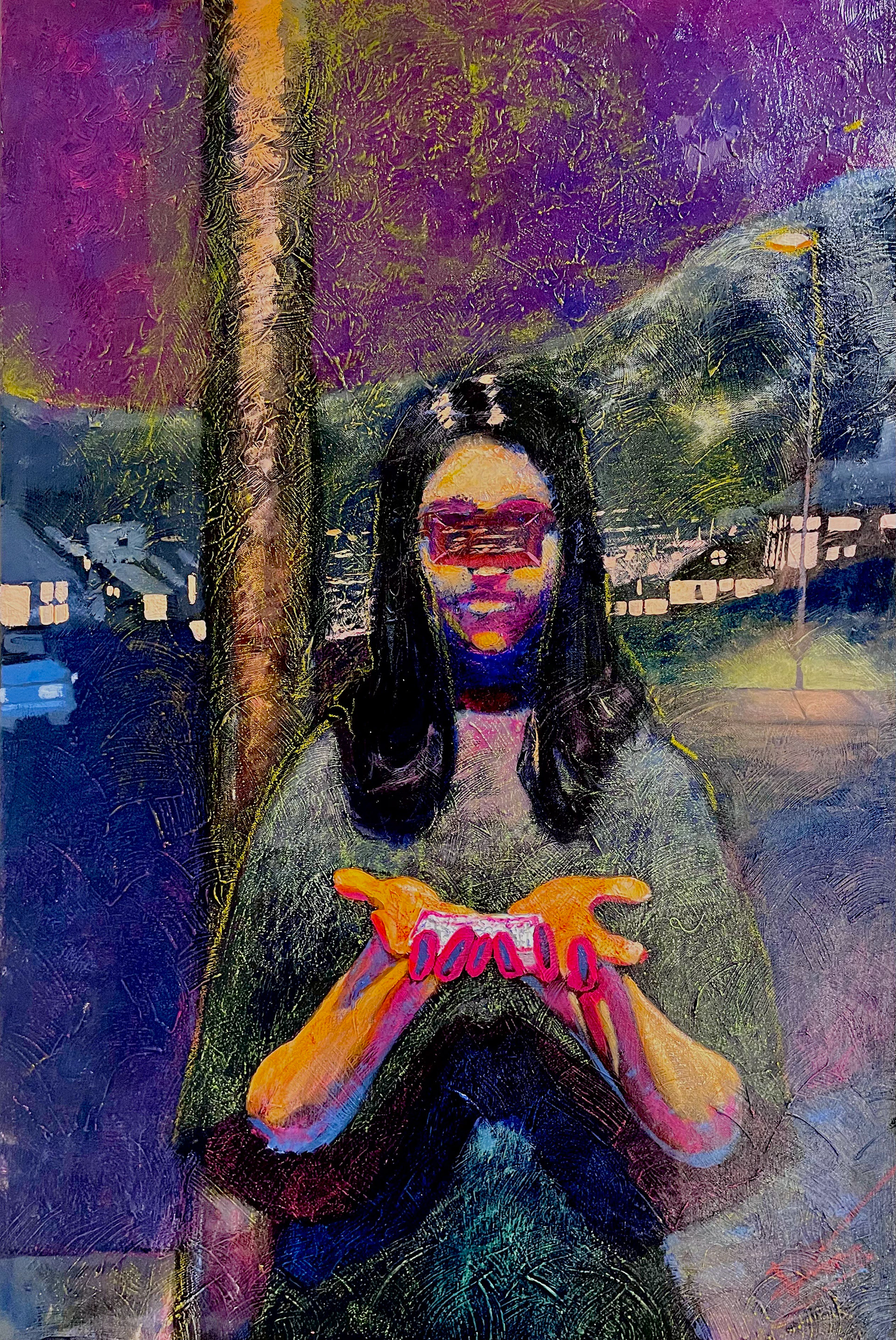 Sin Tarjeta, Sin Exito, Sin Retrato, 24"x36", Acrylic, Impasto paste, Oil Pastel