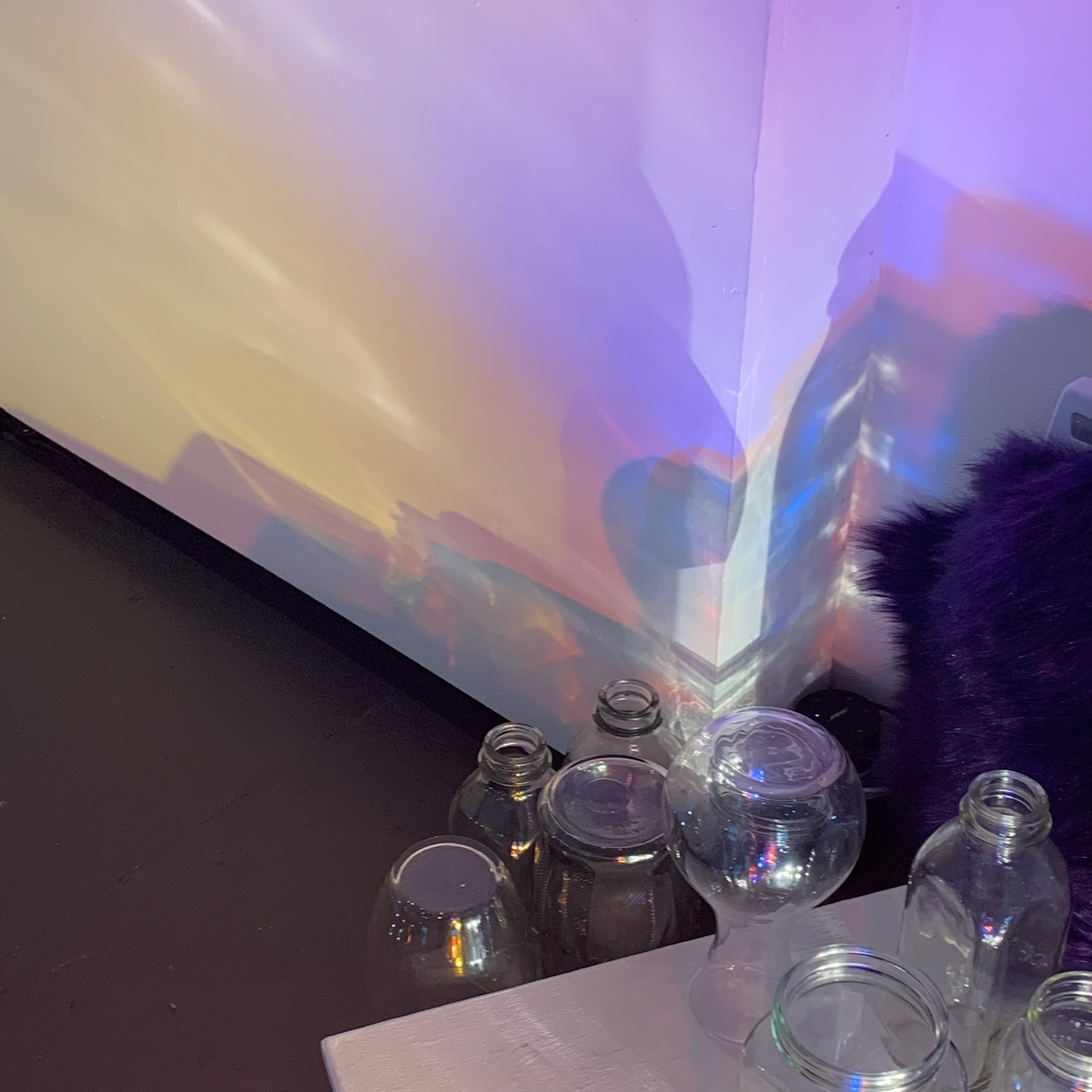 Detail of refracted light through glass vessels