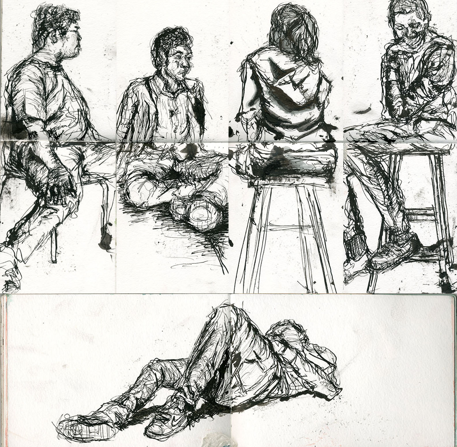 4"x12" each : ink on multimedia sketchbook paper