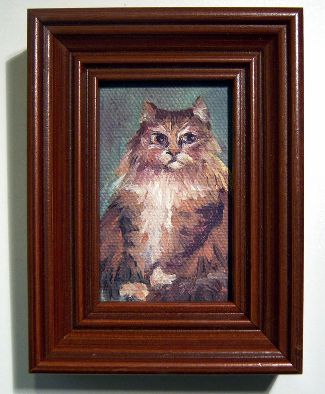 Long-Haired Cat, Oil on Canvas