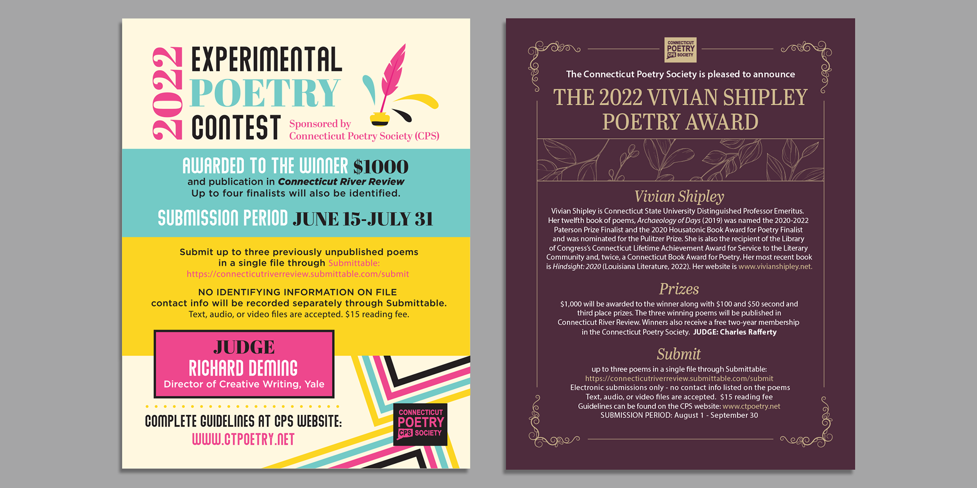 Connecticut Poetry Society Contest Flyers