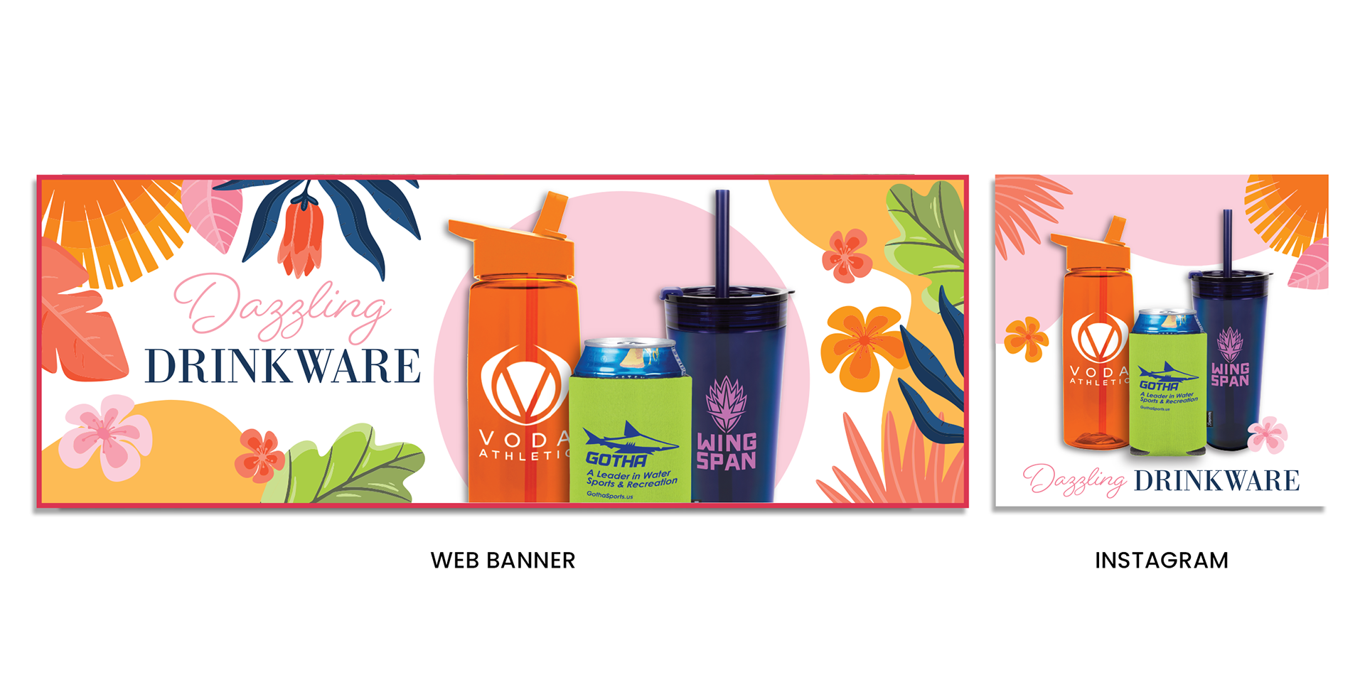 Website banner and Instagram post for promotional drinkware