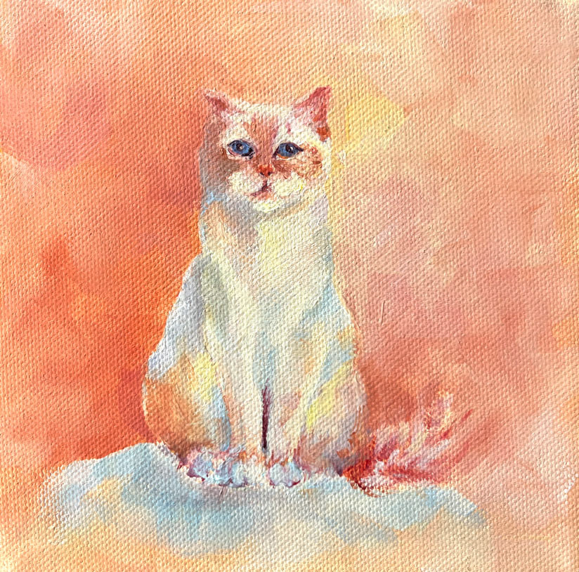 Flame Point Cat, Oil on Canvas