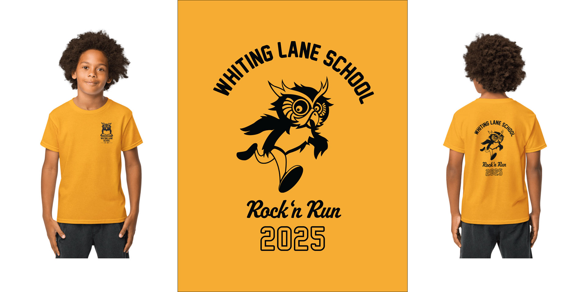 Whiting Lane Rock 'n Run Fundraiser Event Tee Design