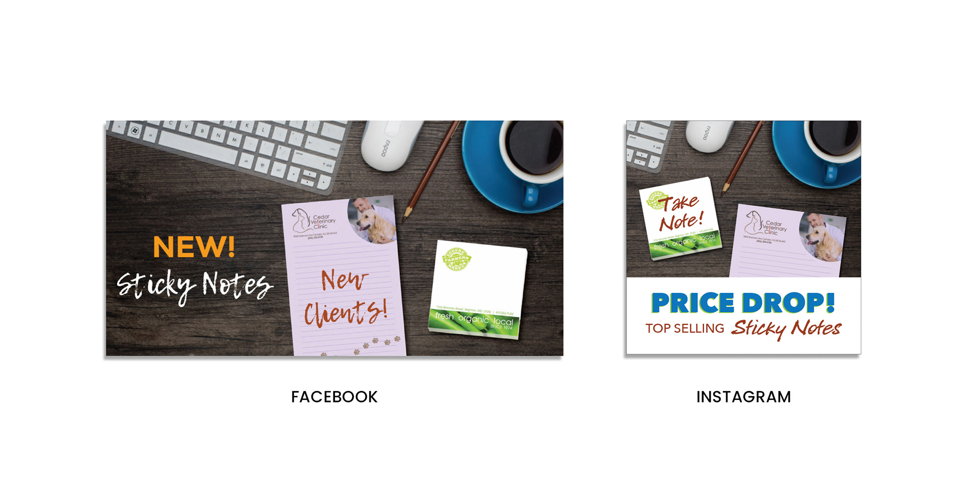 Custom sticky notes promo for web and social media