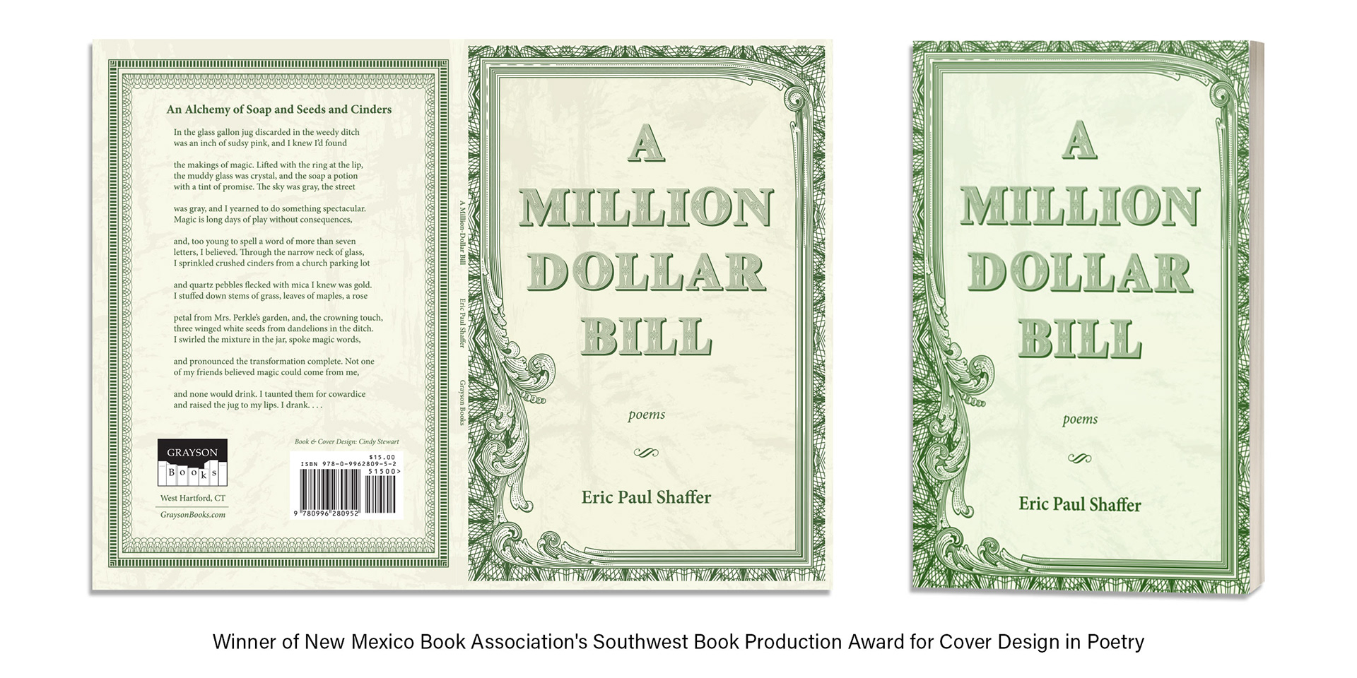 A Million Dollar Bill Cover and Interior Design - Winner in Poetry for Cover Design of New Mexico Book Association's Southwest Book Production Award