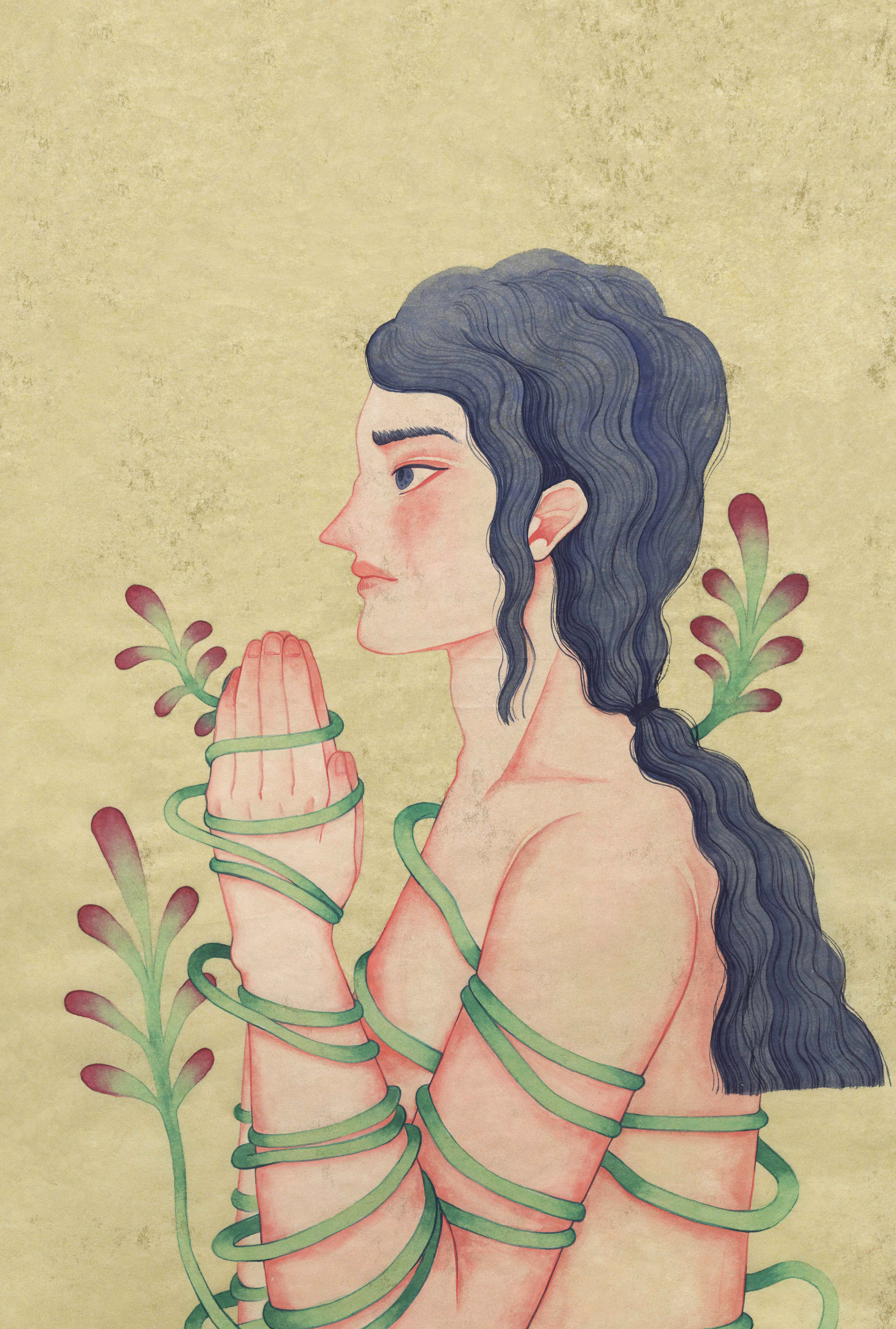 Growing Anxiety #2, 2023, 55x40cm, Bunchae on Hanji