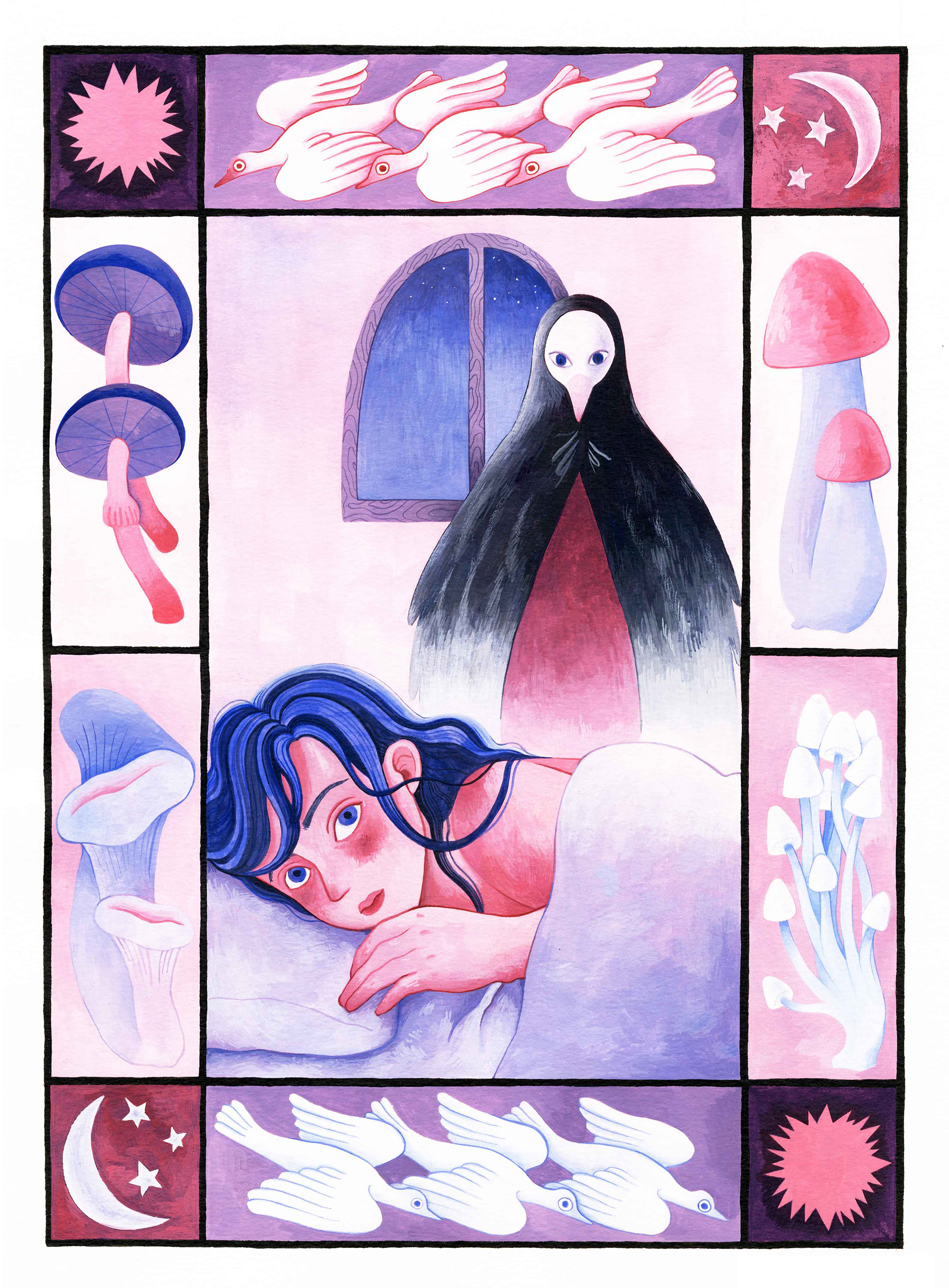 Nightmare, 2024, 55x40cm, Gouache on paper