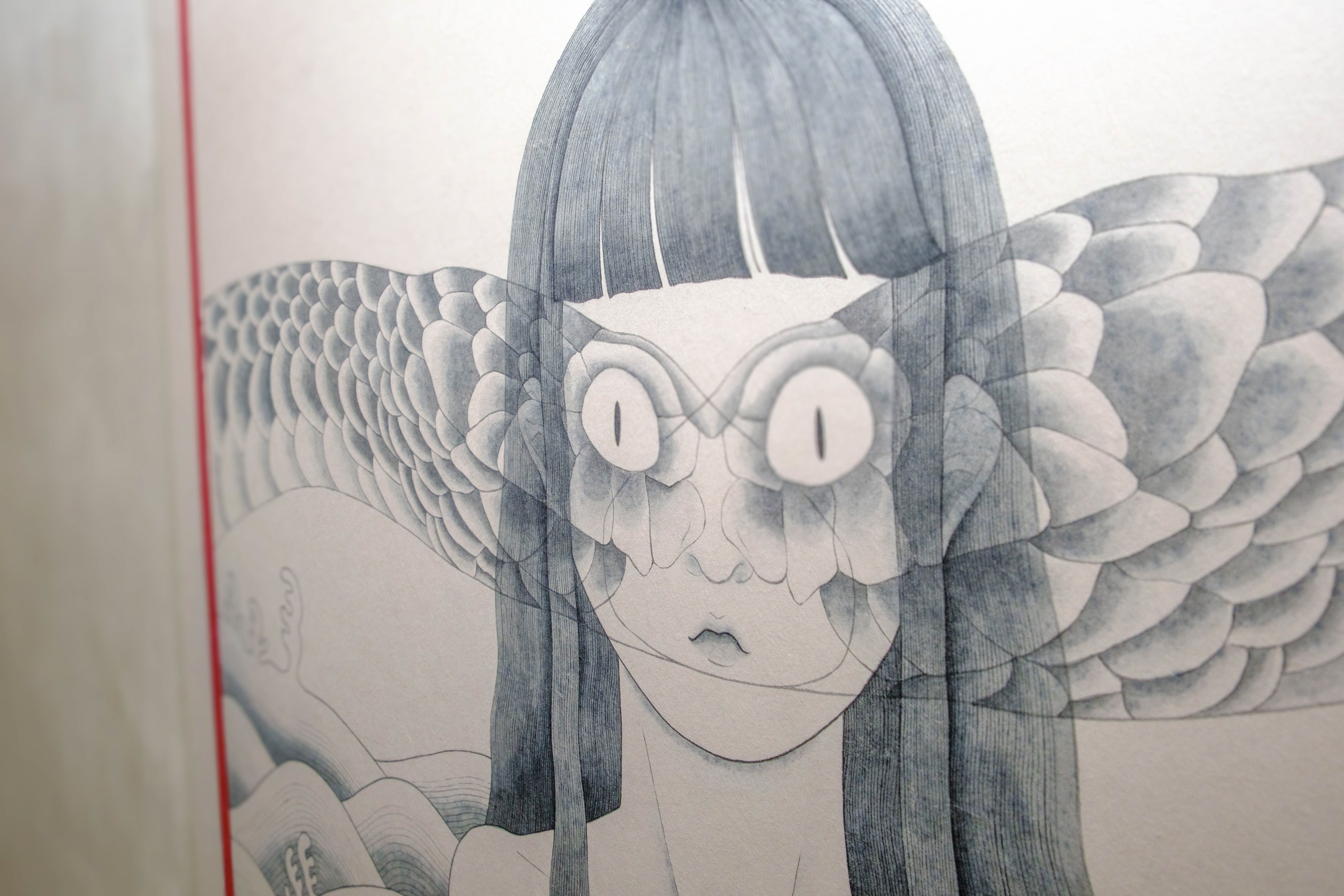 The Snake-Eyed Child, Bunchae on Mulberry paper, 55 x 73.5 cm, 2025