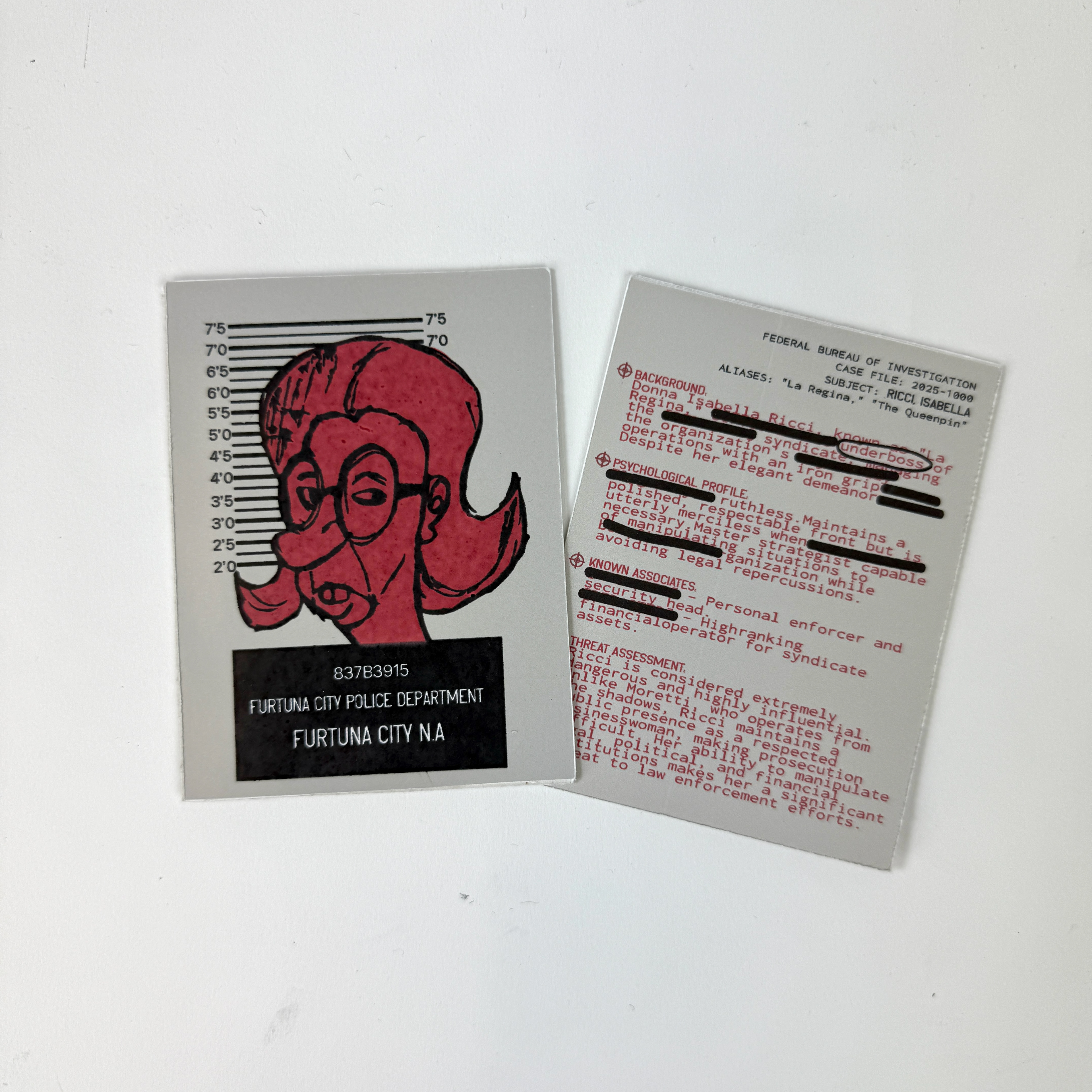 Character Card Printed ( front & back)