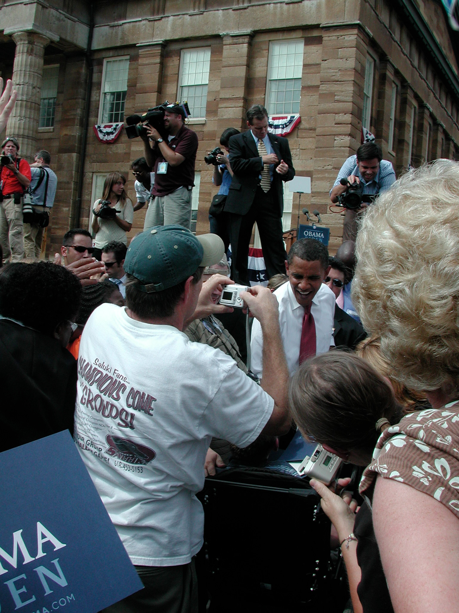 Obama greets a youngster