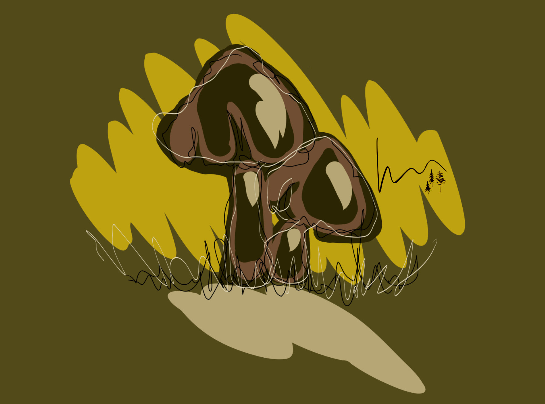 Sunset shrooms [olive wood]