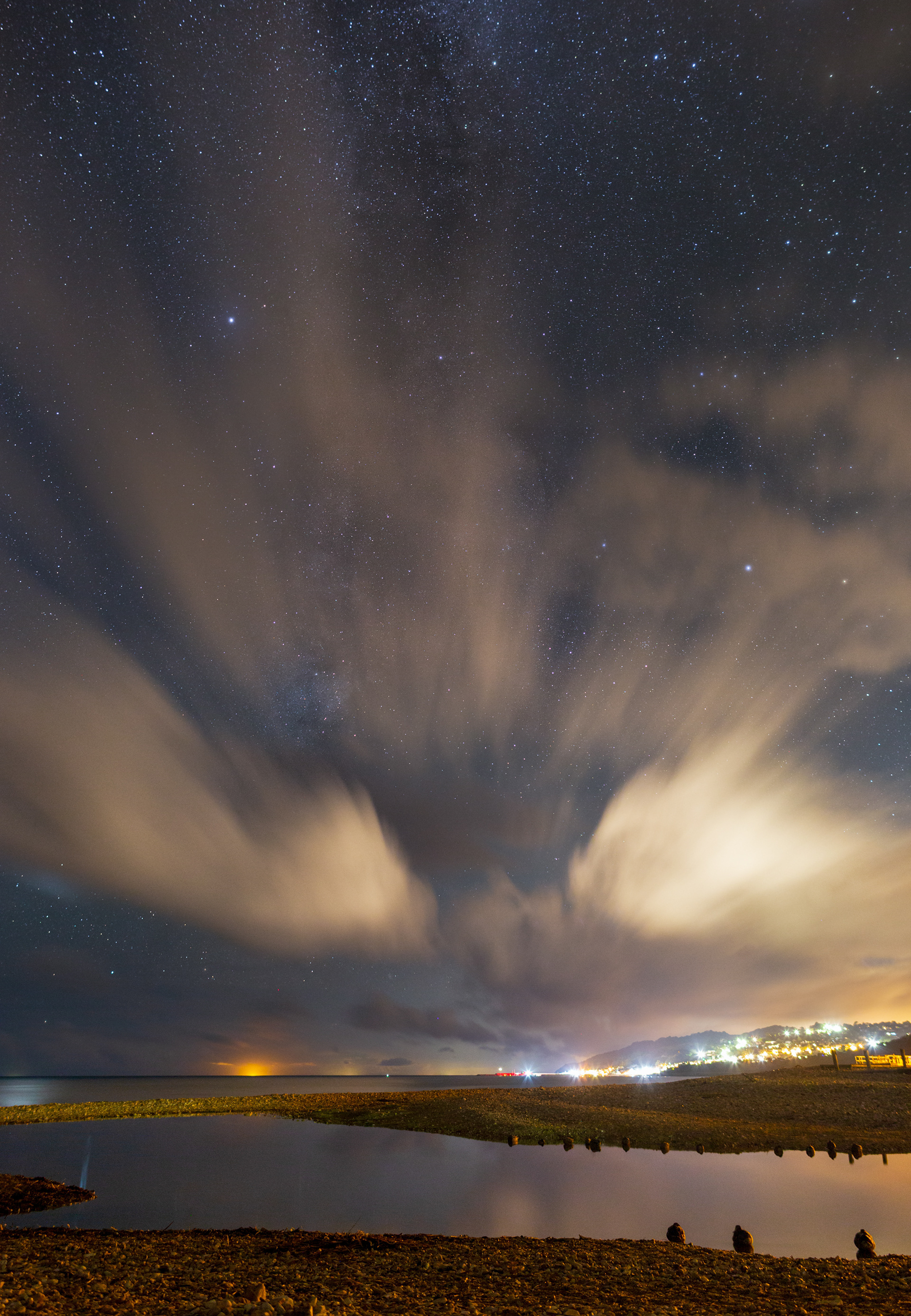 Starry night at Charmouth beach