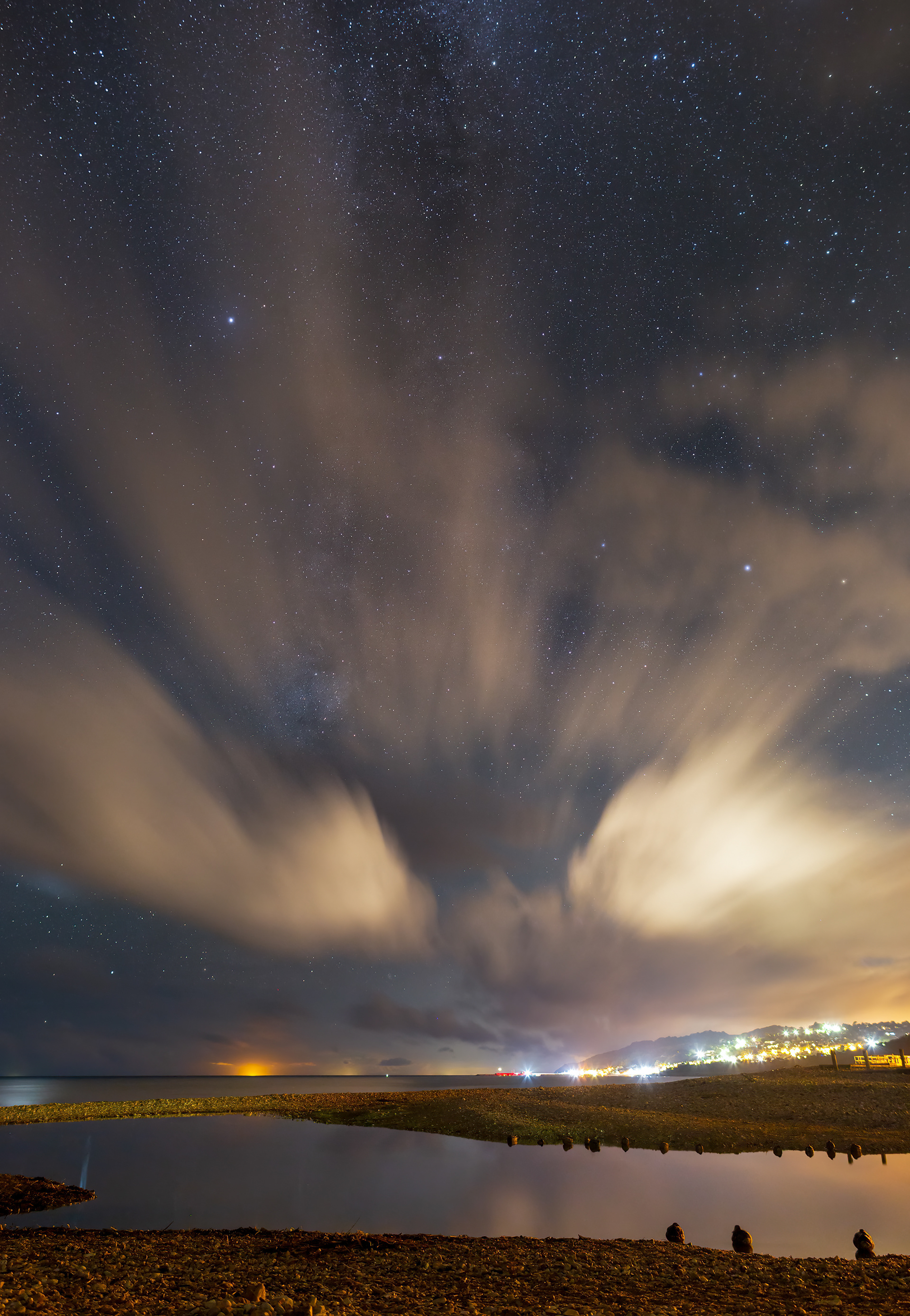 Starry night at Charmouth beach