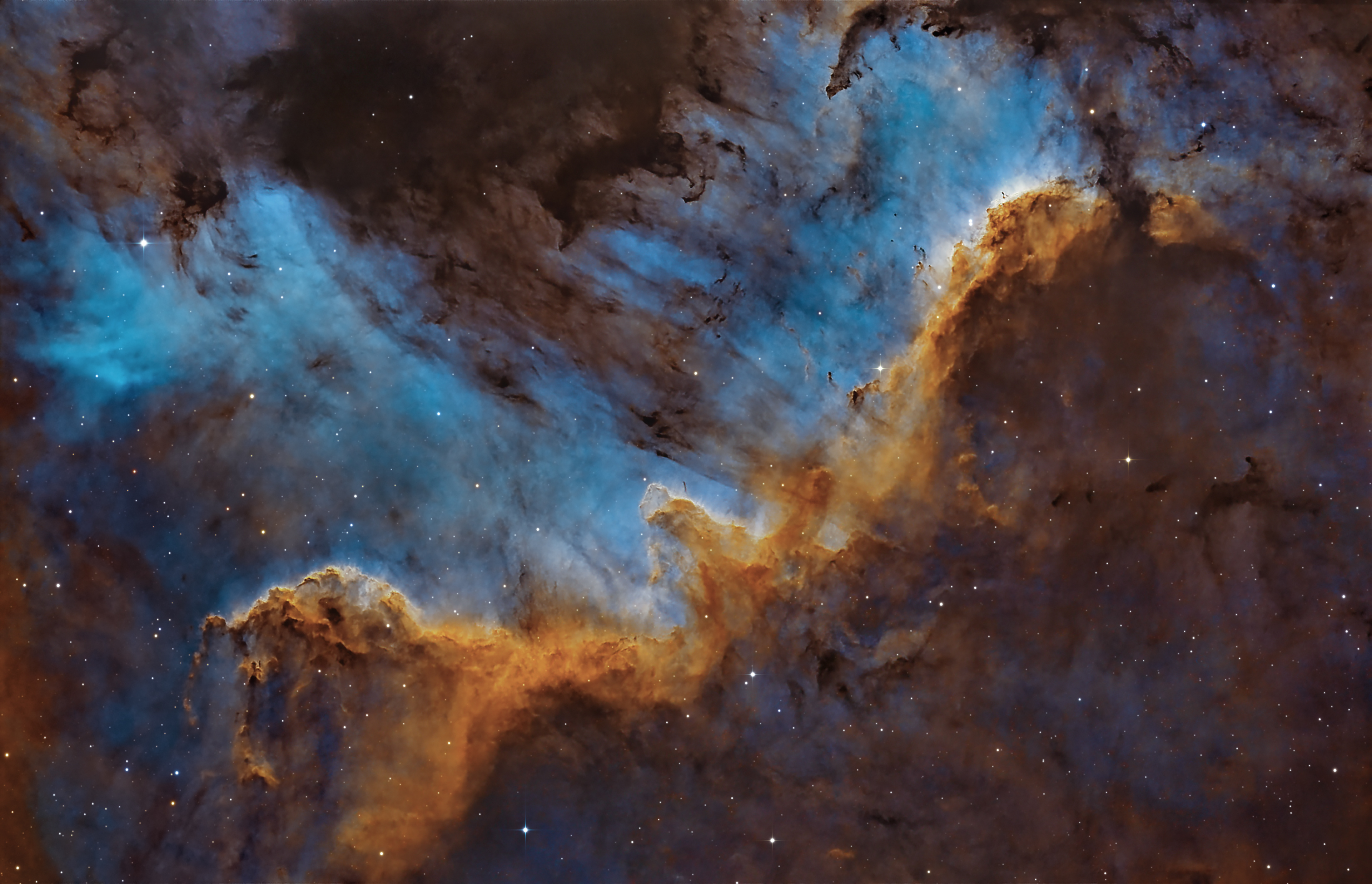 Cygnus Wall in the Hubble Palette