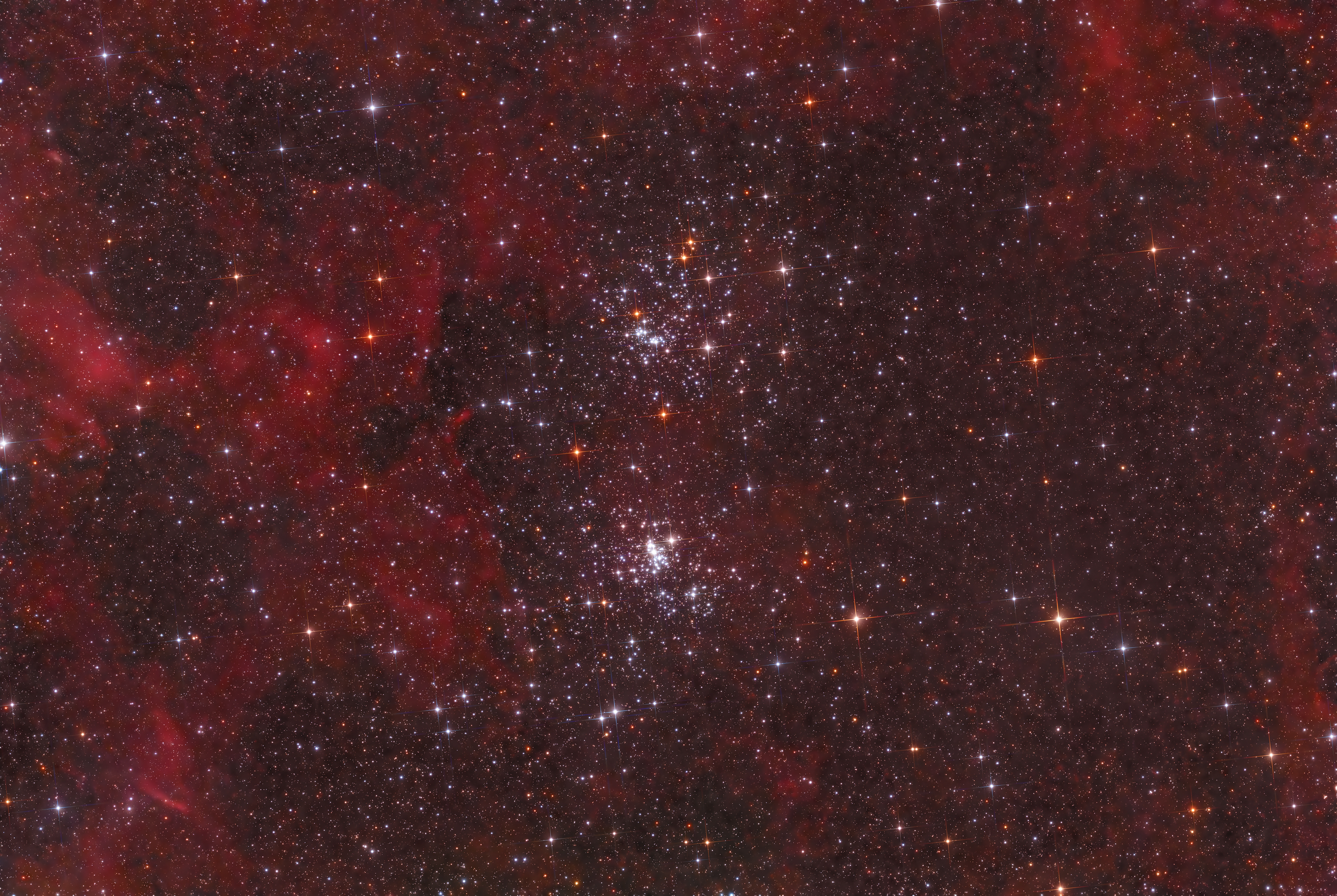 The Double Cluster in Perseus in HaRGB