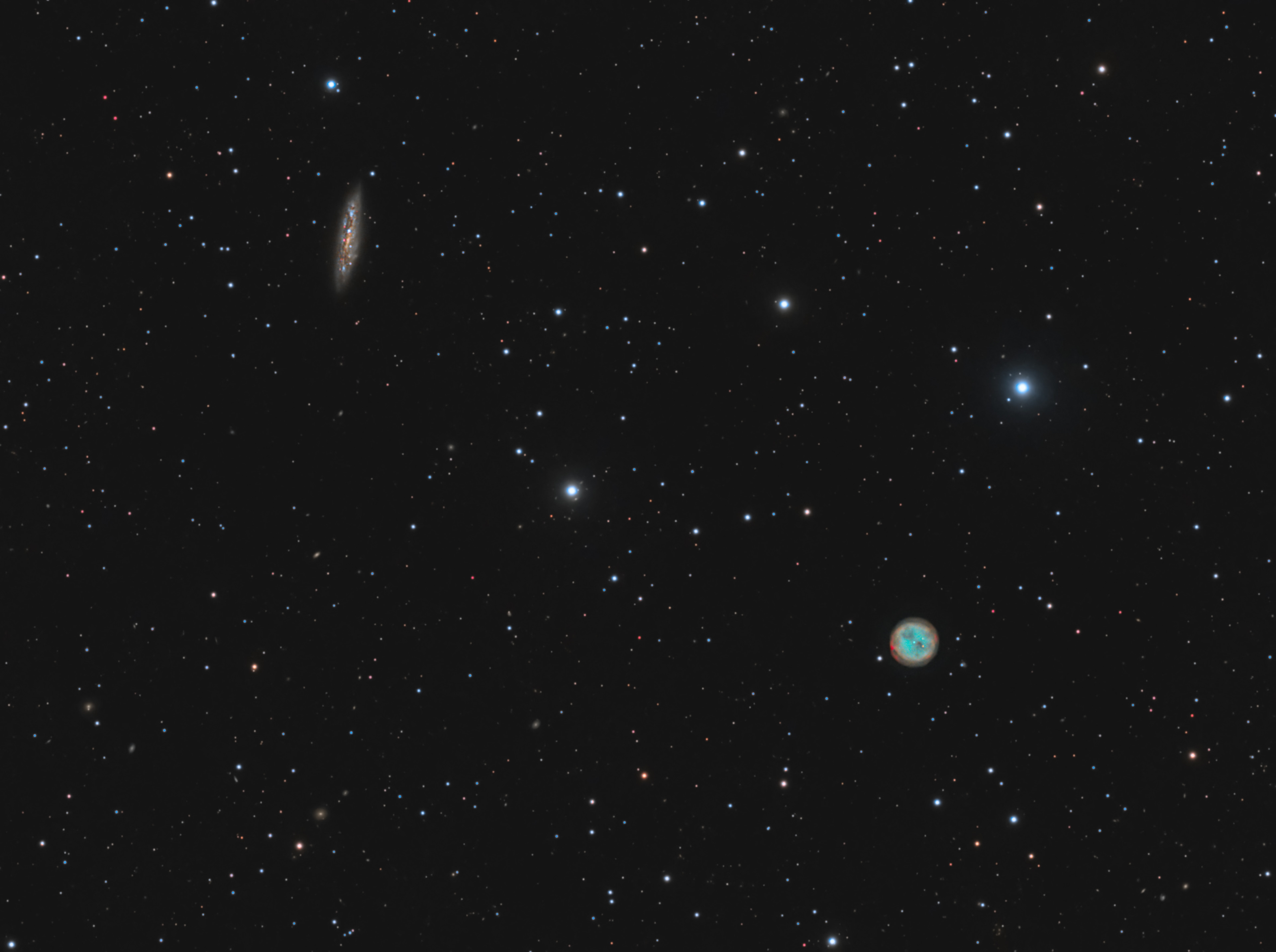 Owl nebula and Surfboard galaxy