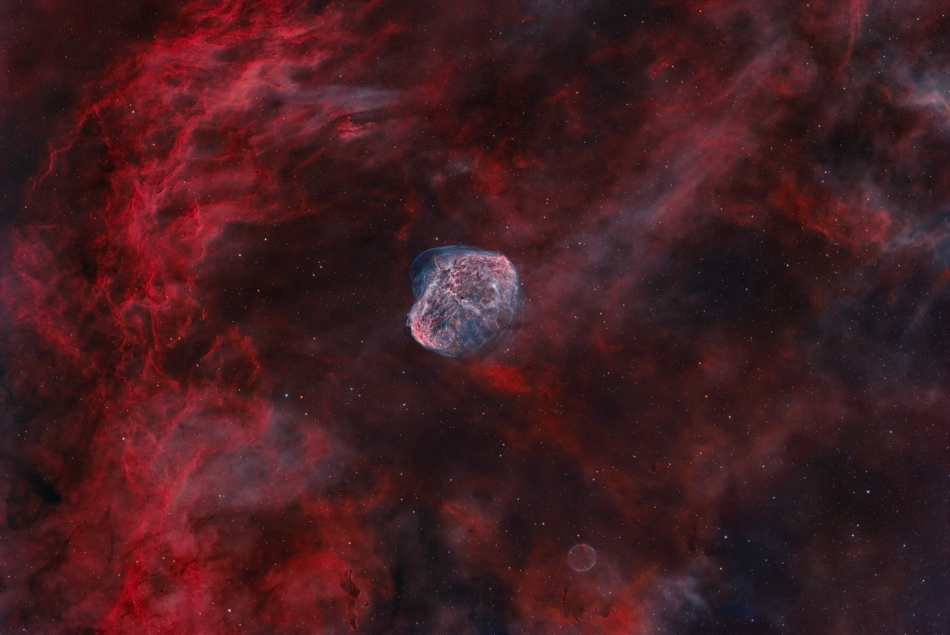The Crescent and the Soap Bubble nebulae