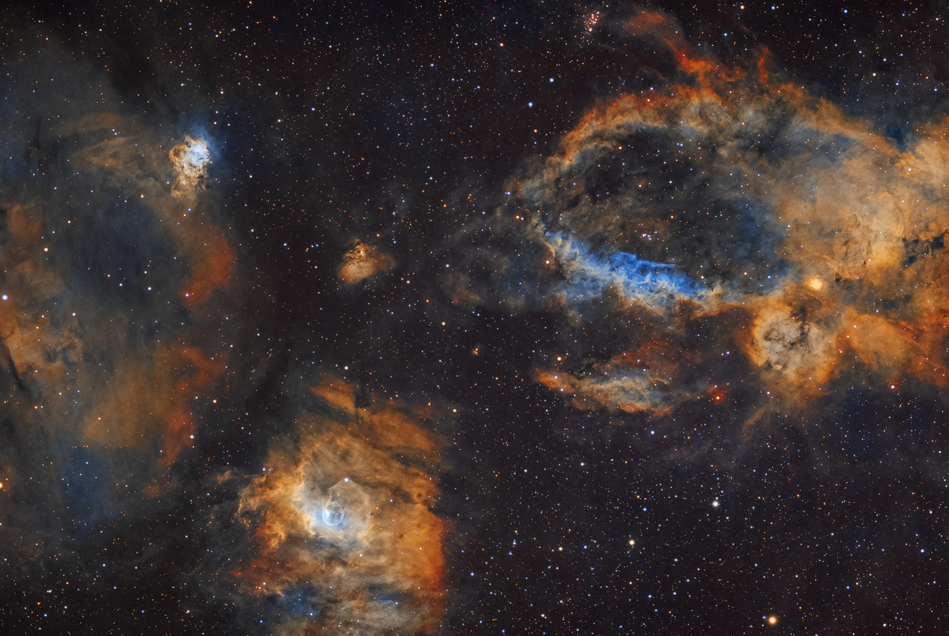 Bubble nebula and friends