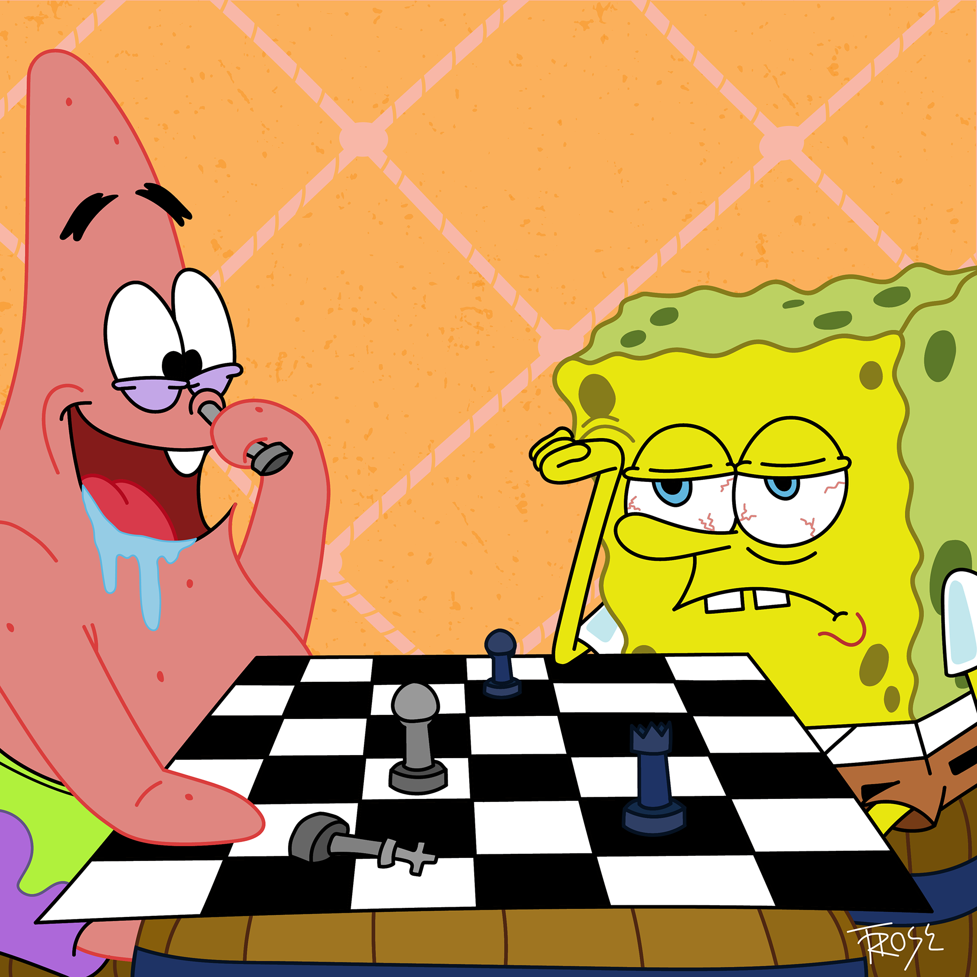 Prompt #2 Spongebob shows Patrick how to play chess' - Nickelodeon Summer of Animation Digital Art Contest 21'