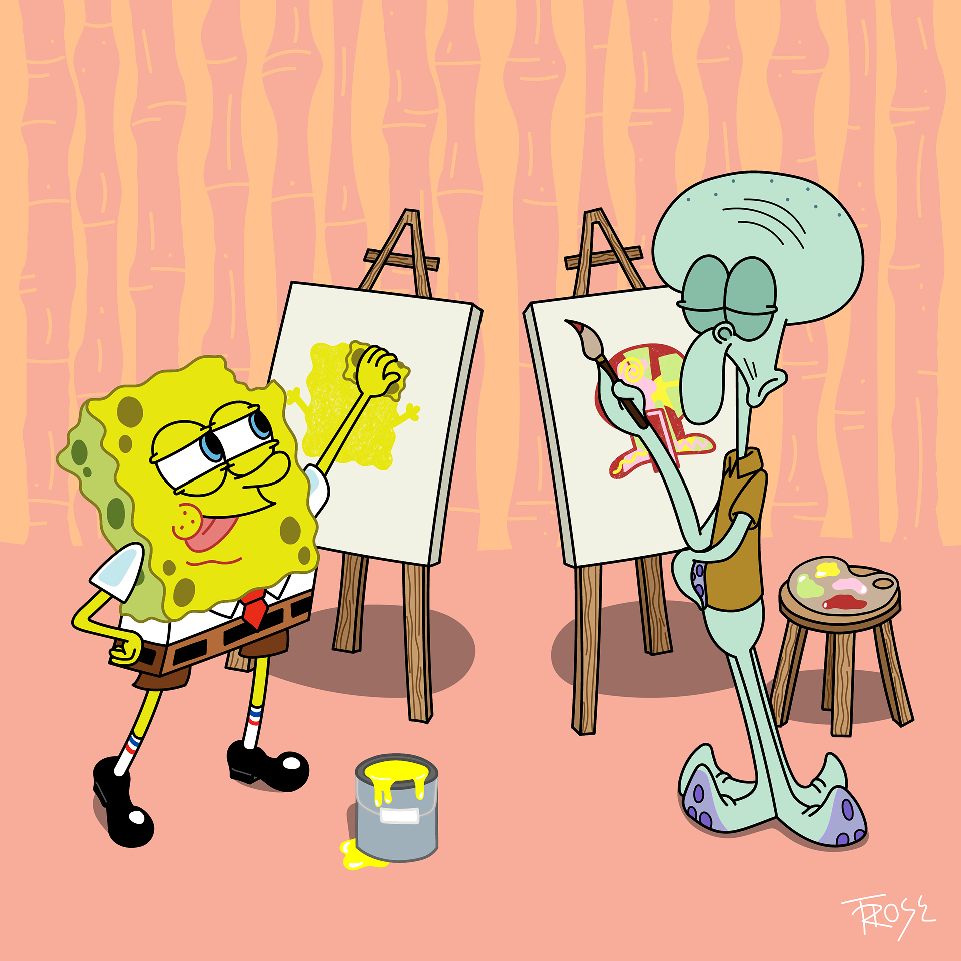 Prompt #3 'Spongebob and Squidward Drawing' - Nickelodeon Summer of Animation Digital Art Contest 21'