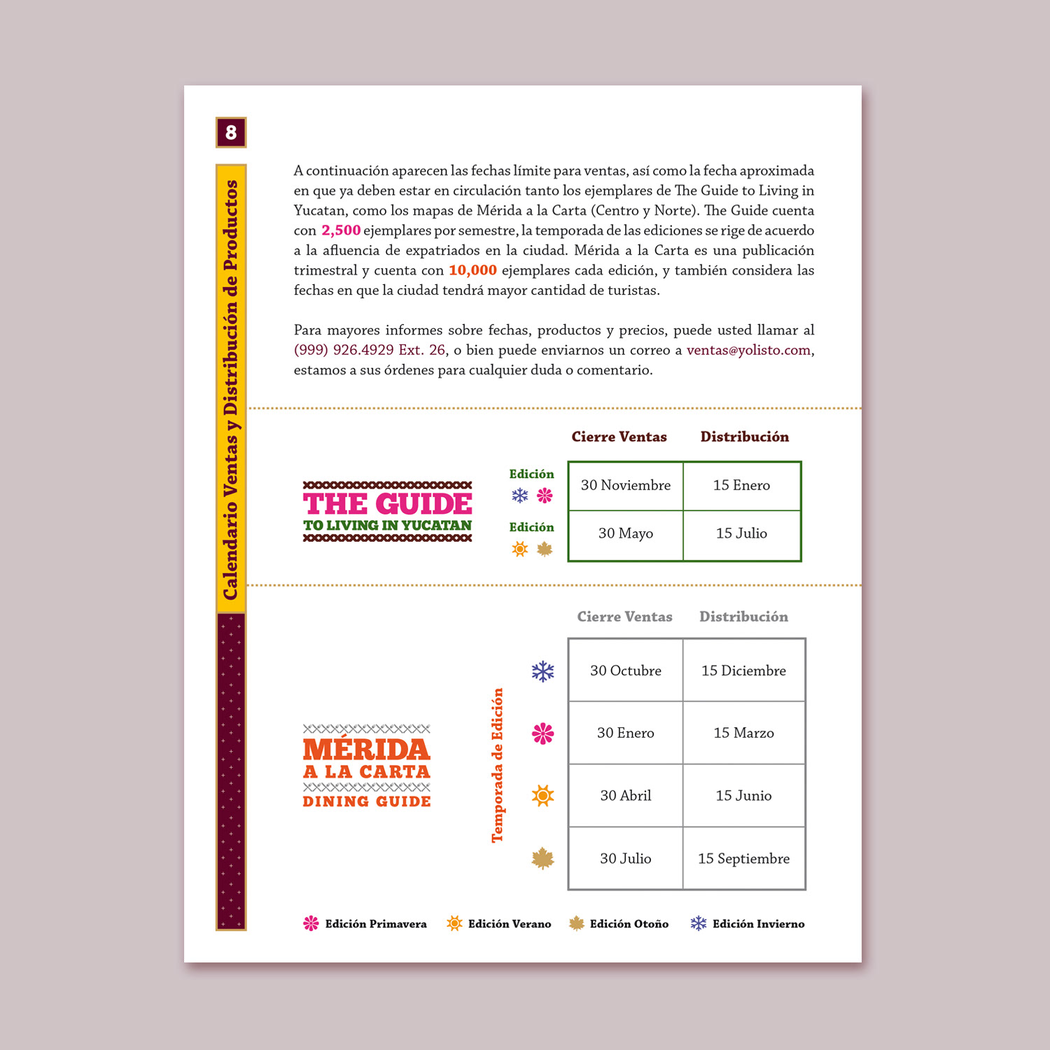 Single page with tables