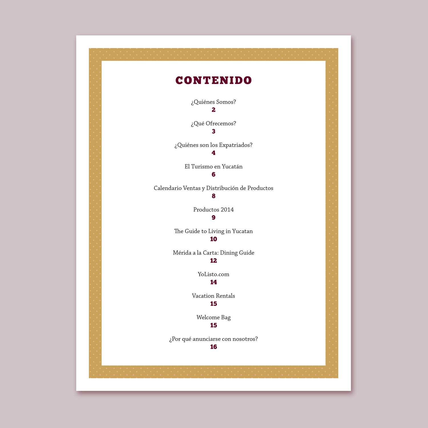 Catalog table of contents
