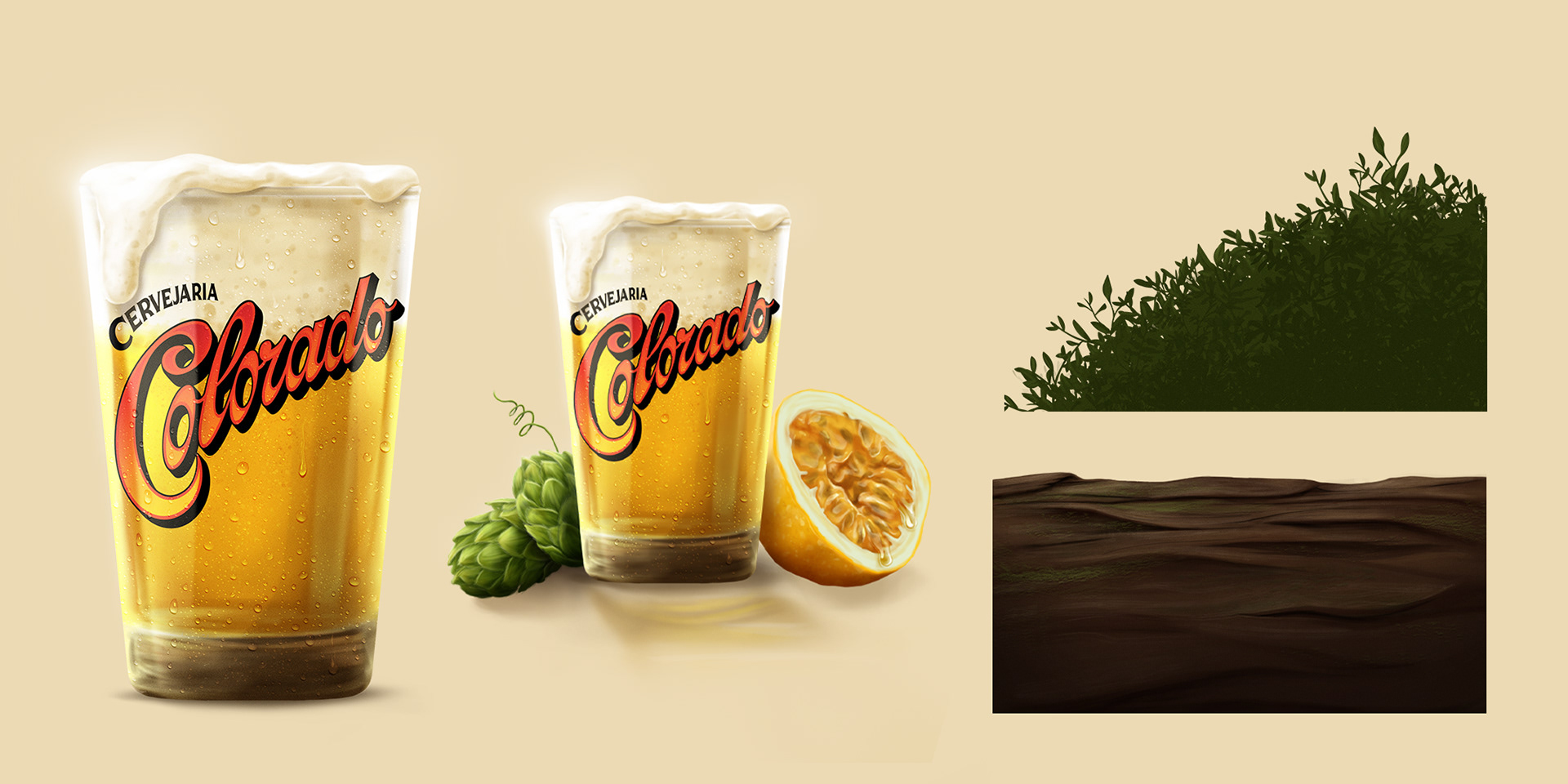 Illustration assets from an advertising campaign by Colorado Brewery showcasing their new seasonal beer. Recursos de ilustración de una campaña publicitaria de Colorado Brewery que muestra su nueva cerveza de temporada. Recursos de ilustração de uma campanha publicitária da Colorado Brewery apresentando sua nova cerveja sazonal.