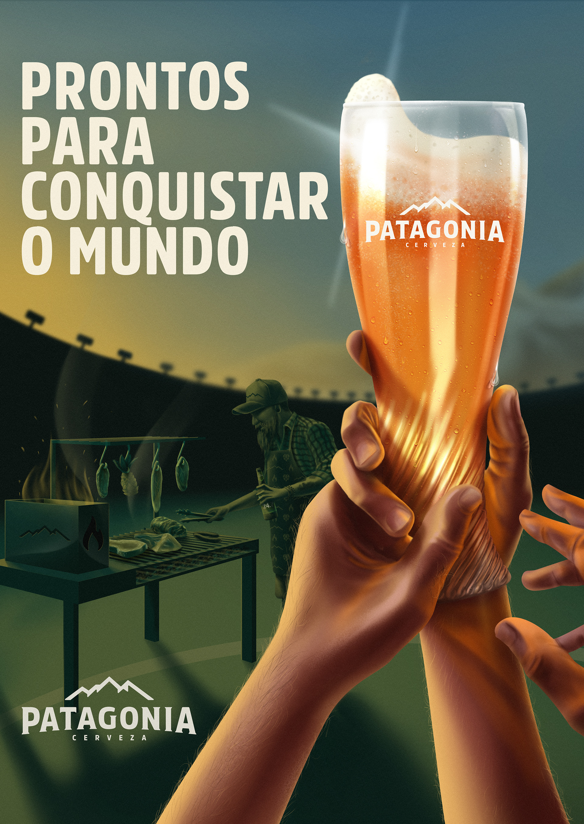 Key Visual image from an advertising campaign showcasing barbecue and beer during the World Cup.
