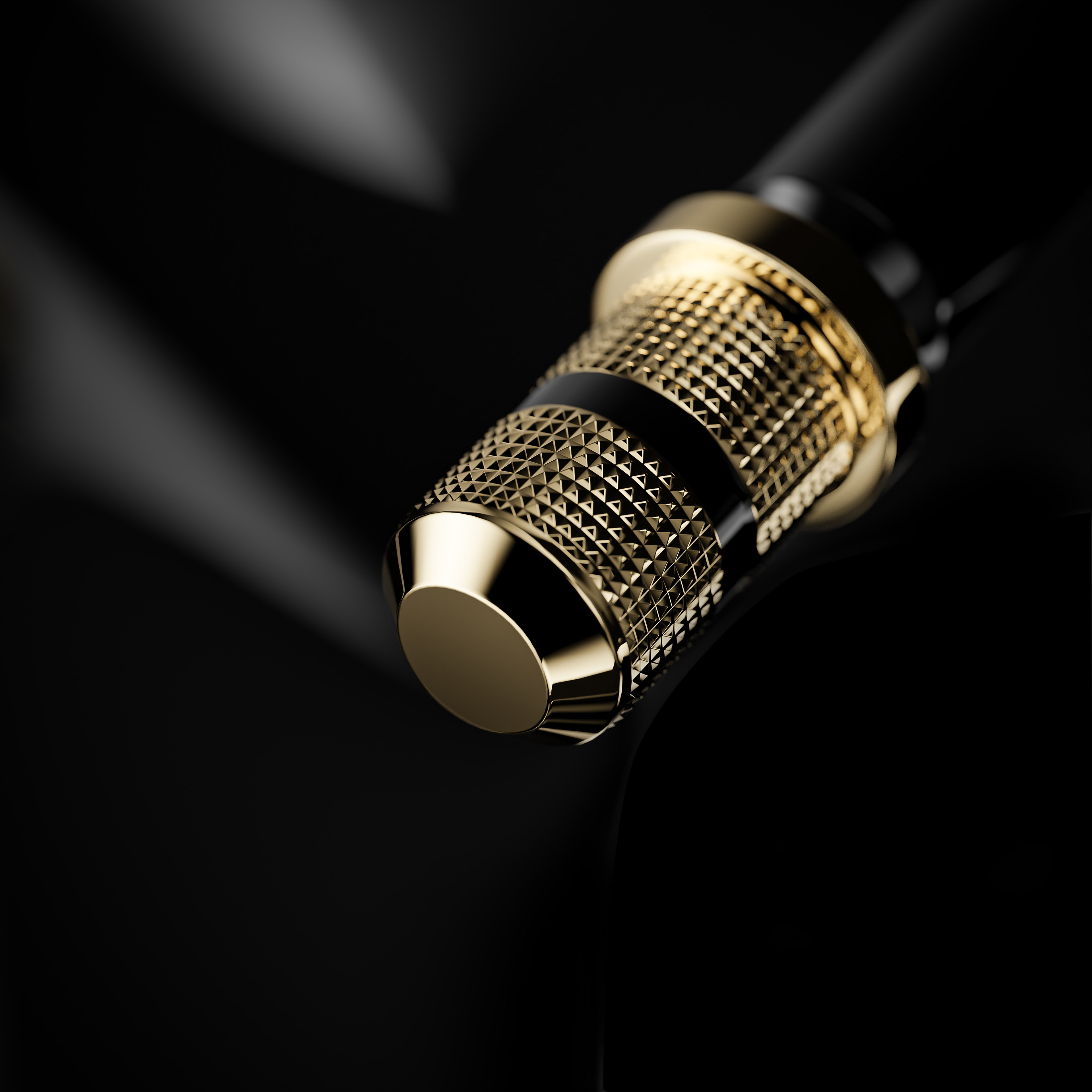 Close up render of the corvette tire valve stem cap