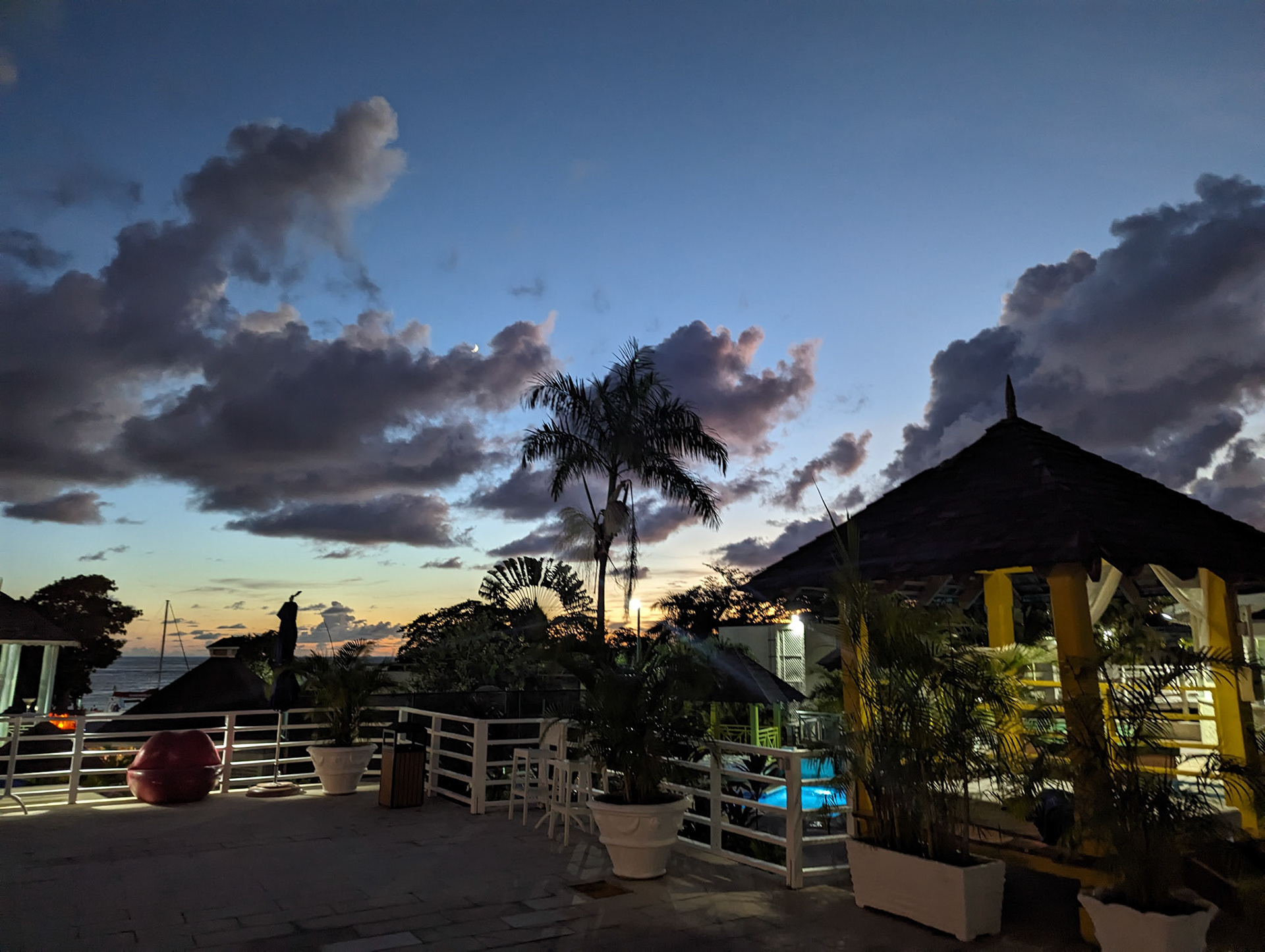 Sunrise over the pool deck