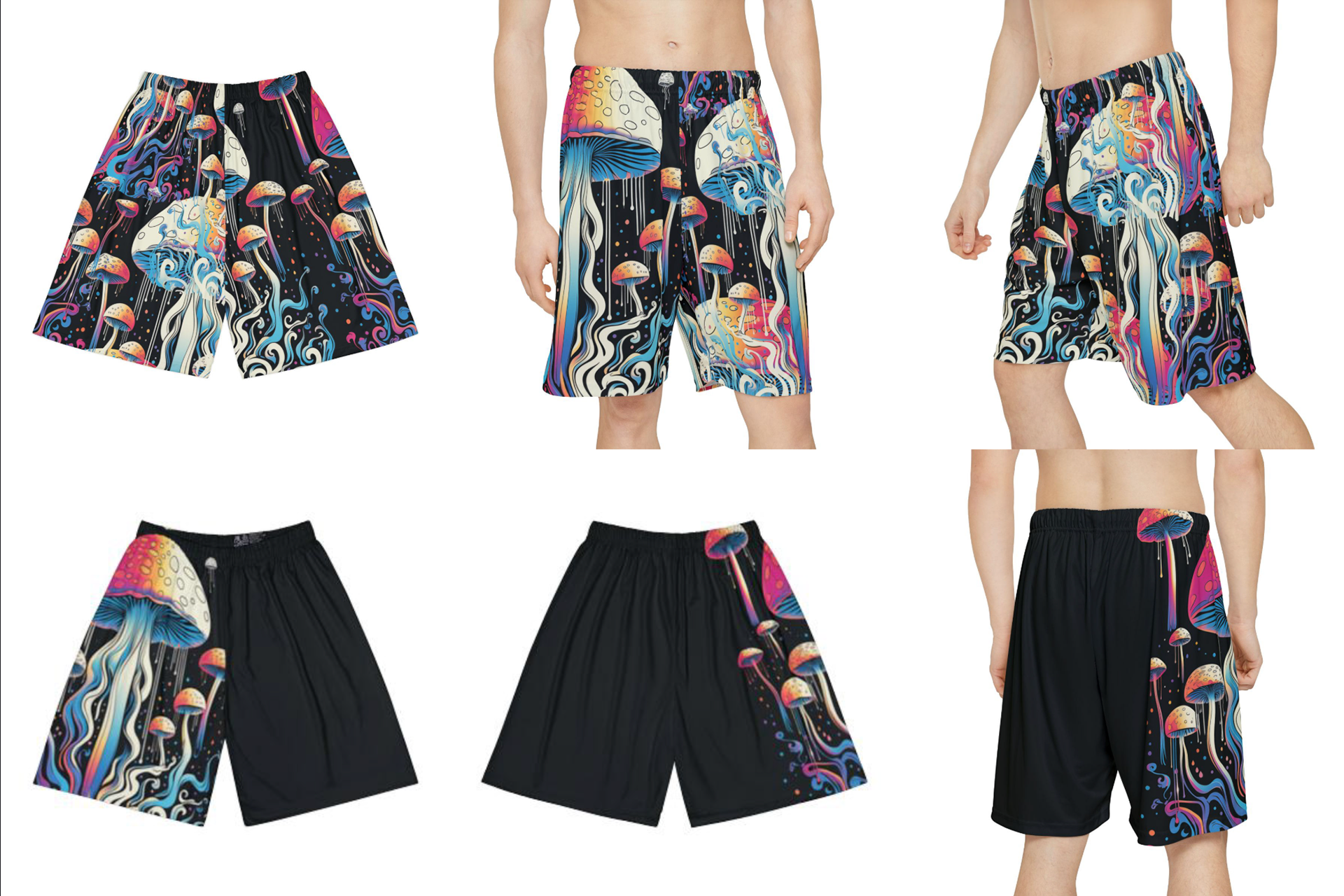 2 Styles of Men's Mushroom Forest Casual Ball shorts