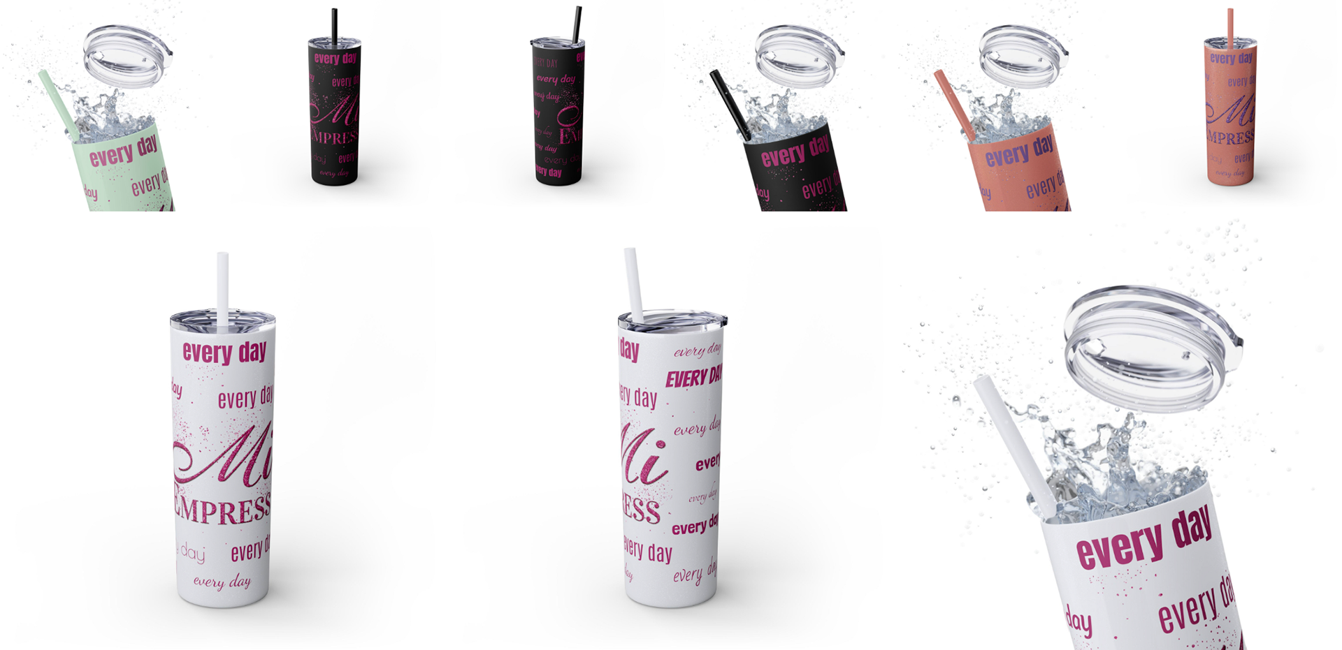 Skinny Stainless Steel Tumbler With Straw