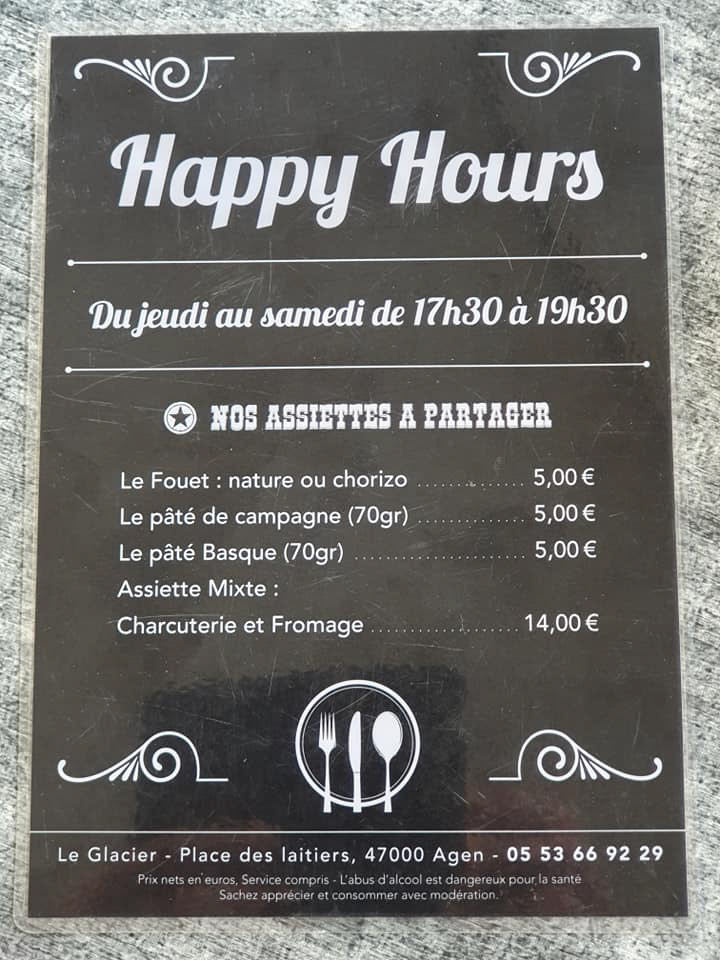 Carte menu occasionnel
