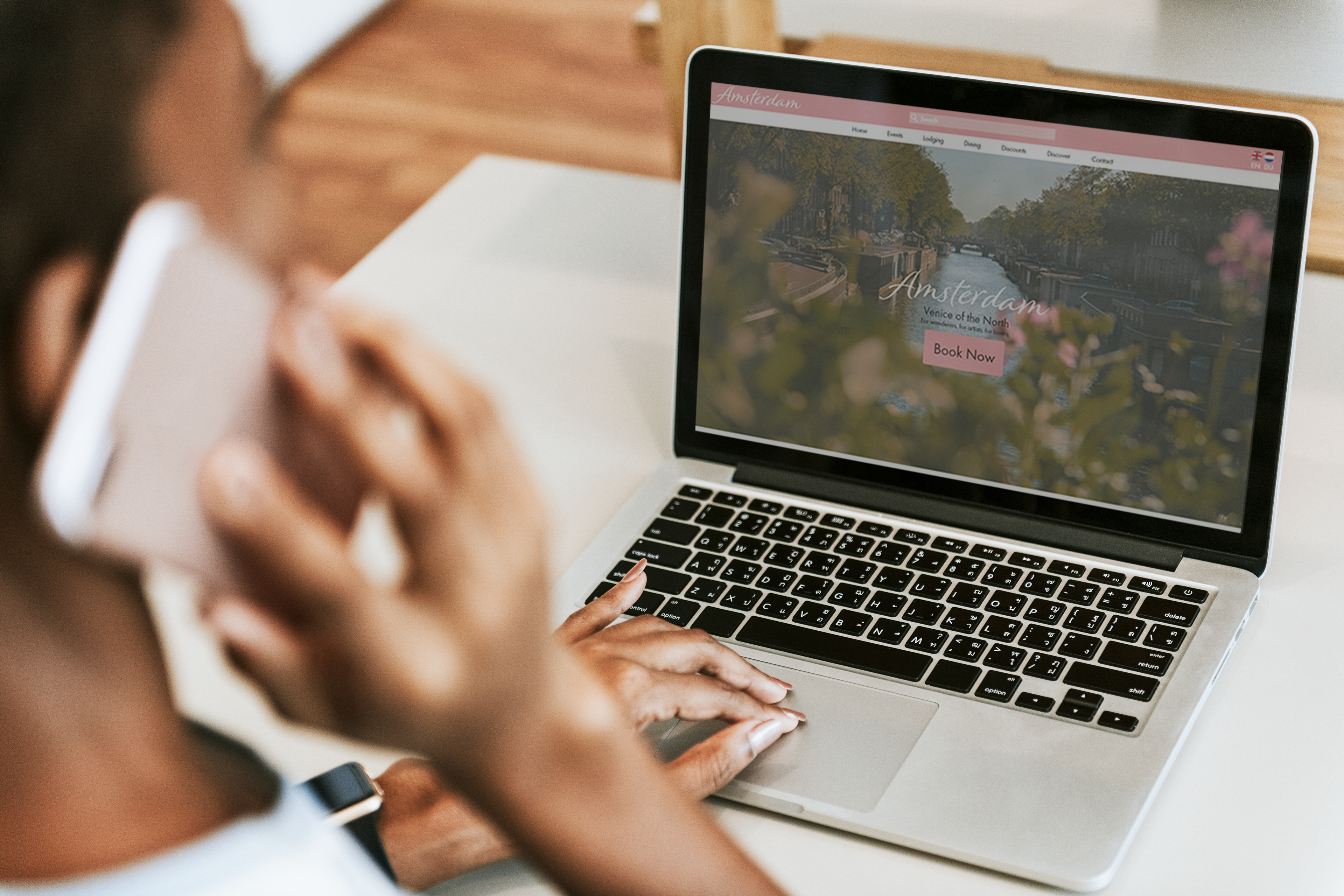 Mockup of Pink Amsterdam website.