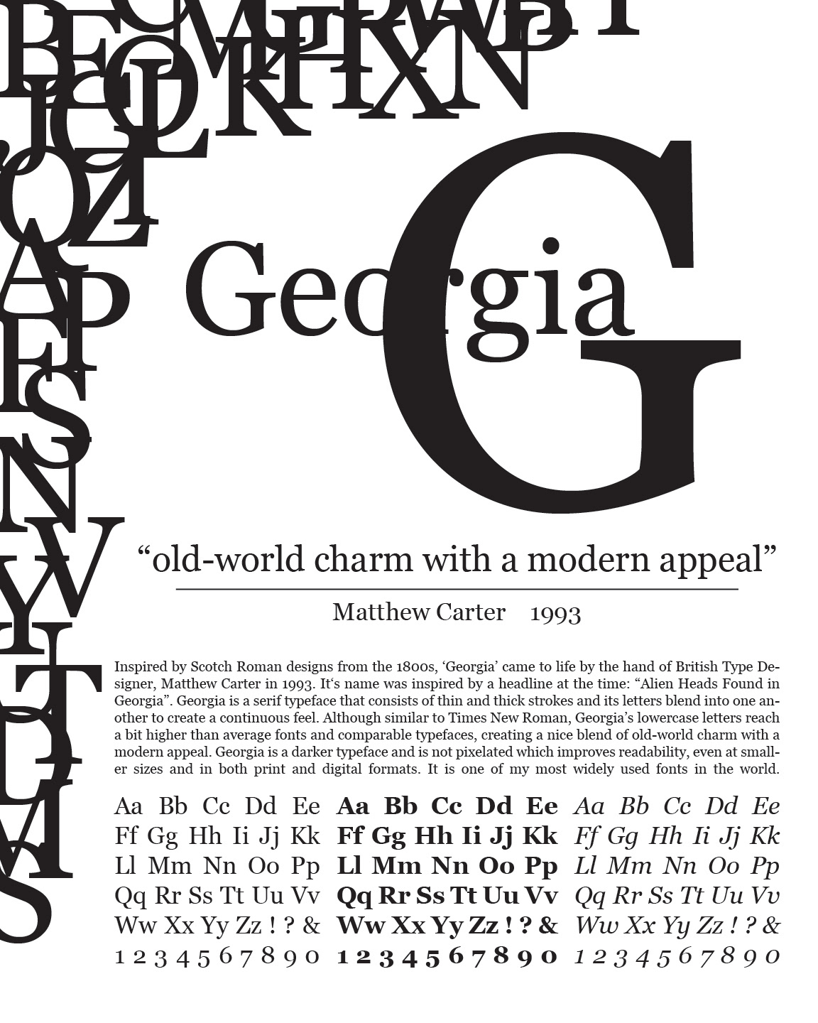 Black and White version of Georgia Typeface poster