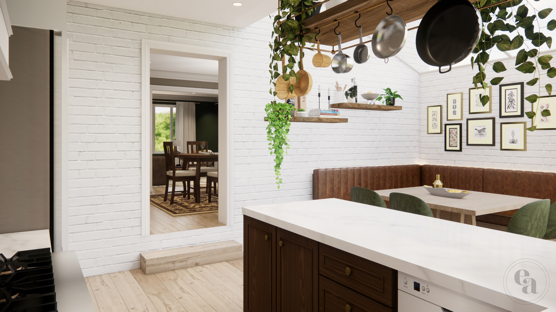 View from the kitchen towards the passageway to the dining room.