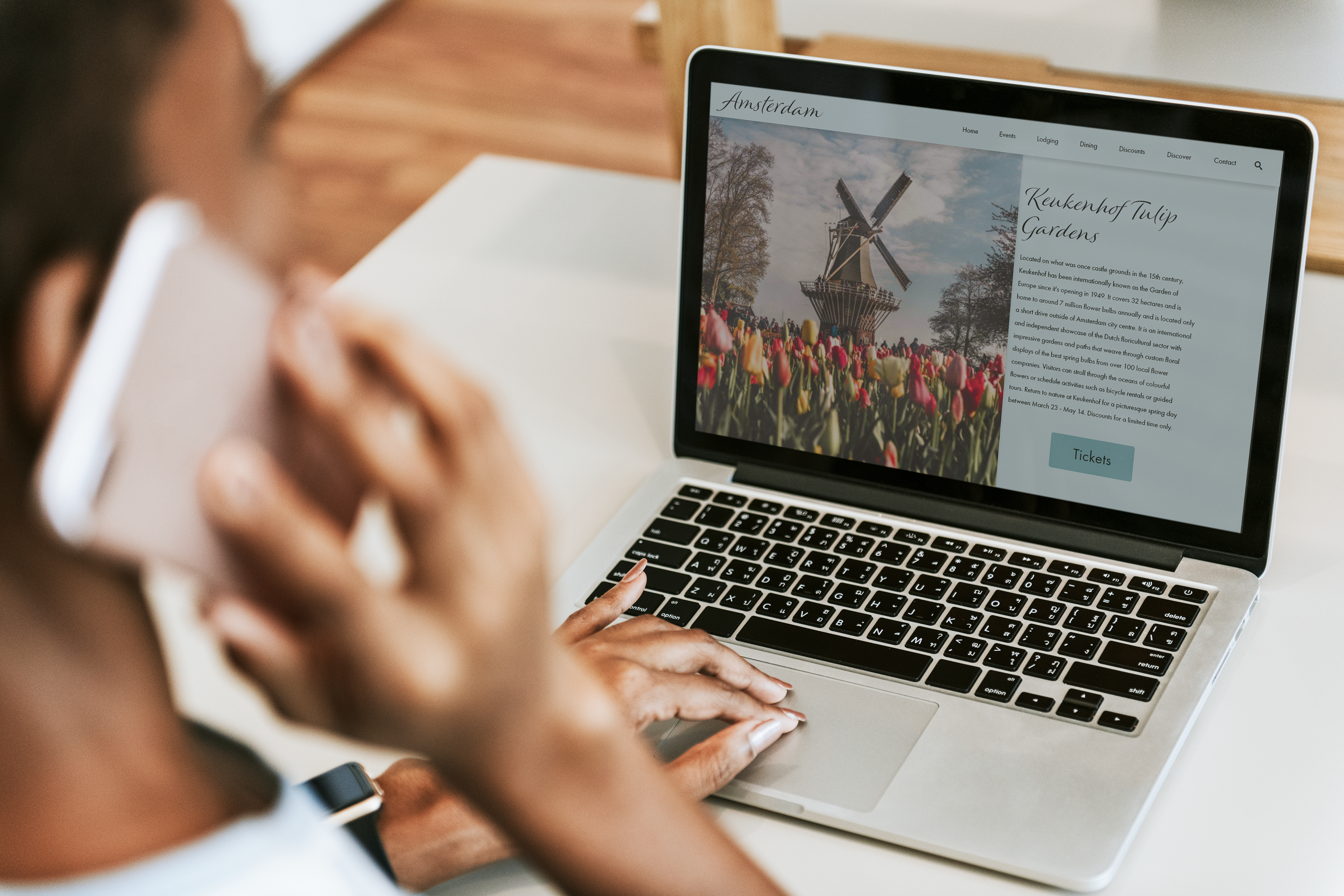 Mockup of Blue and Orange Amsterdam website