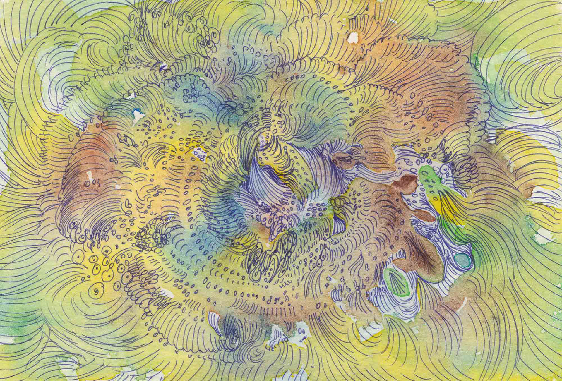 Untitled [#SS14DW060] 2014, Watercolor and Pen on Paper, 3.9 x 5.8 in. / 100 x 148 mm