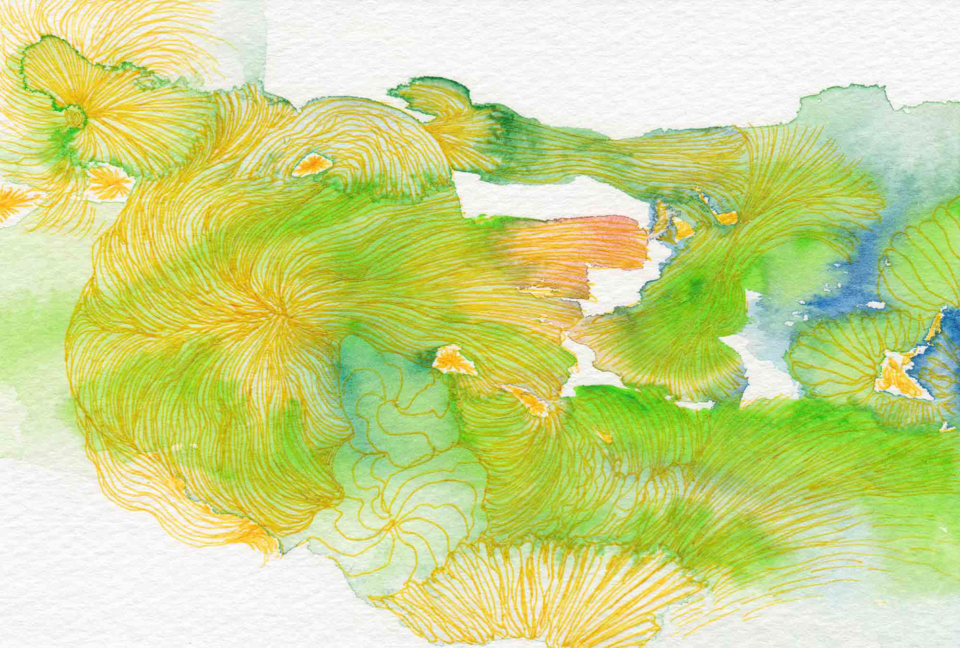 Land [#SS16DW048] 2016, Watercolor and Pen on Acid-free Paper, 3.9 x 5.8 in. / 100 x 148 mm