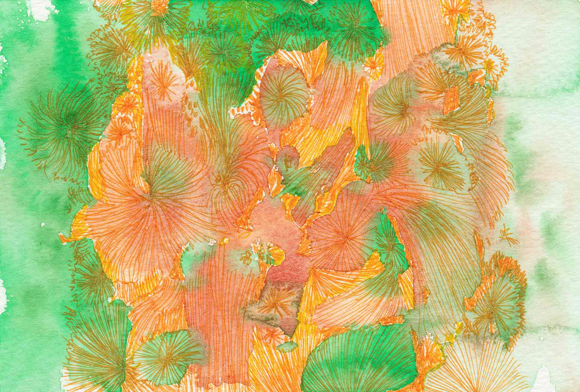 Flowers [#SS16DW042] 2016, Watercolor and Pen on Acid-free Paper, 3.9 x 5.8 in. / 100 x 148 mm