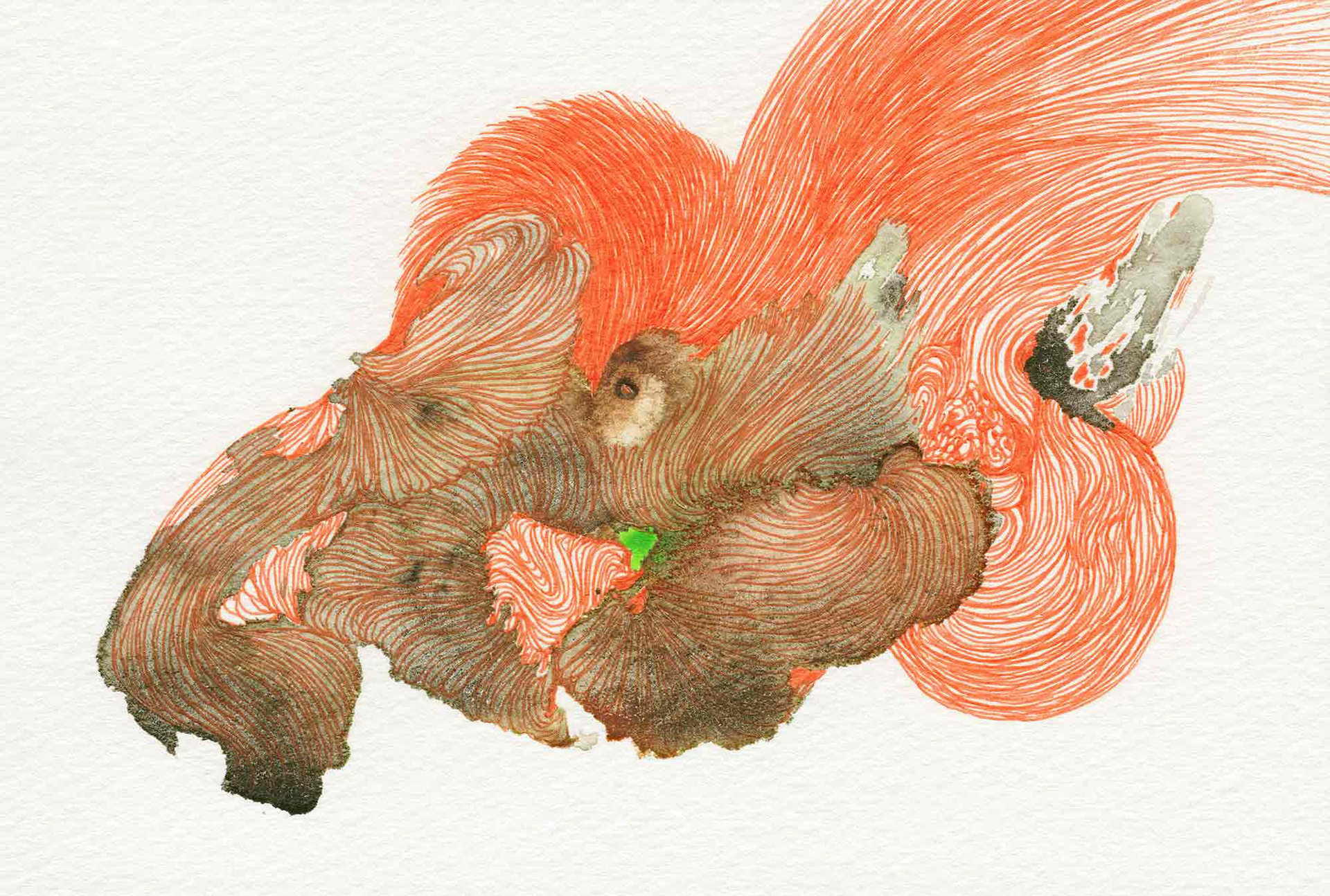 Something cold and warm [#SS15DW010] 2015, Watercolor and Pen on Paper, 3.9 x 5.8 in. / 100 x 148 mm