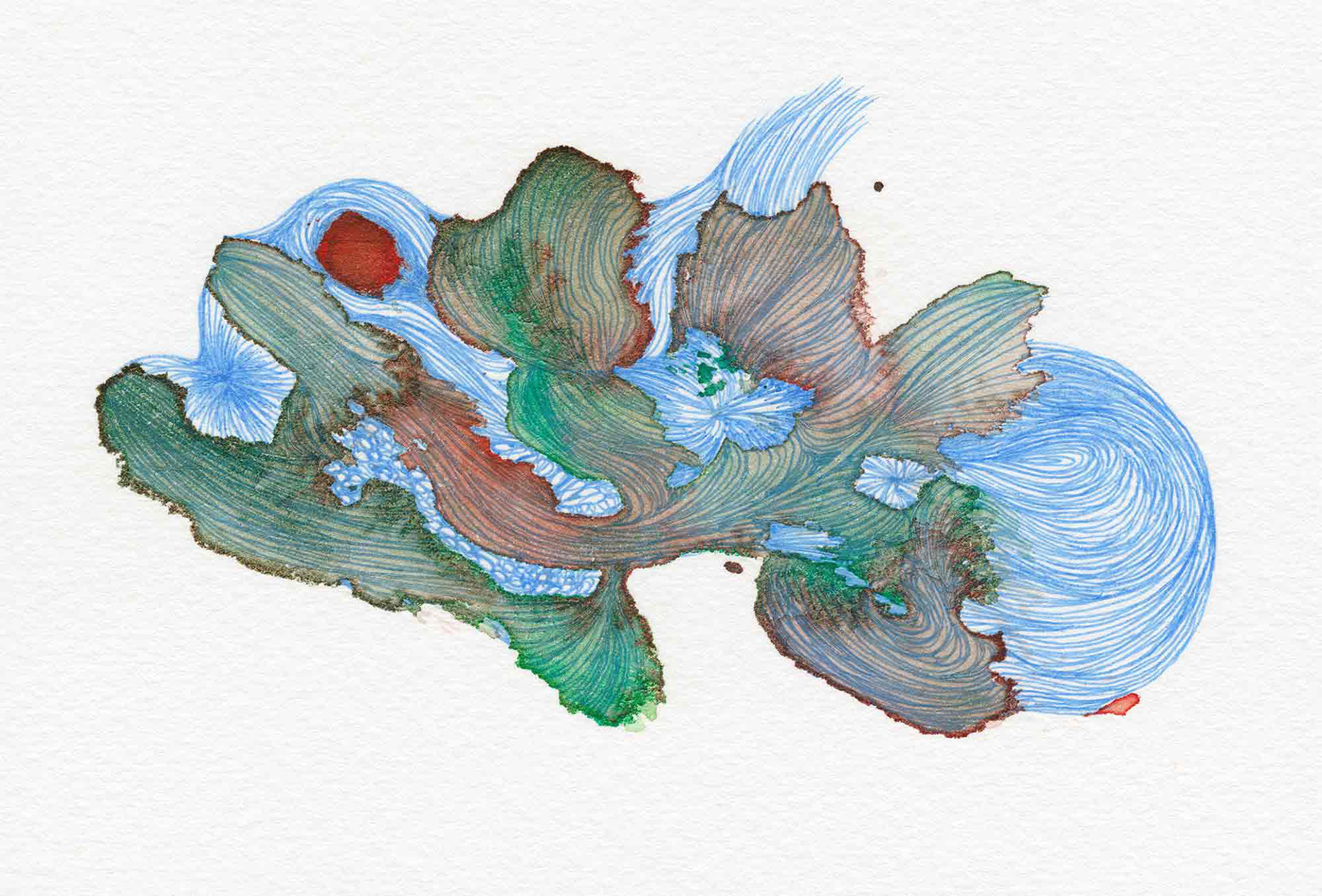 Something cold and warm [#SS15DW014] 2015, Watercolor and Pen on Paper, 3.9 x 5.8 in. / 100 x 148 mm