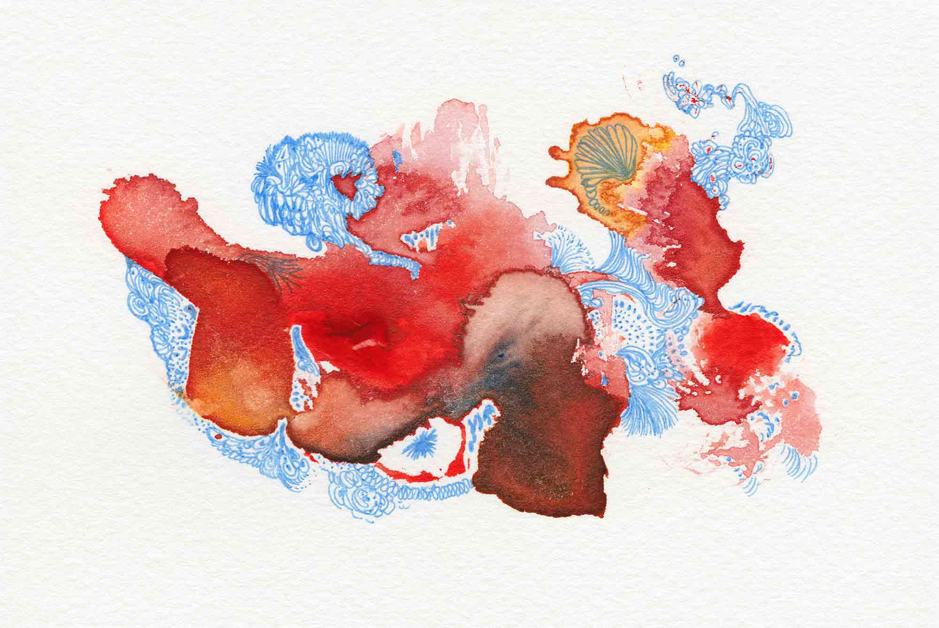 Something cold and warm [#SS15DW003] 2015, Watercolor and Pen on Paper, 3.9 x 5.8 in. / 100 x 148 mm