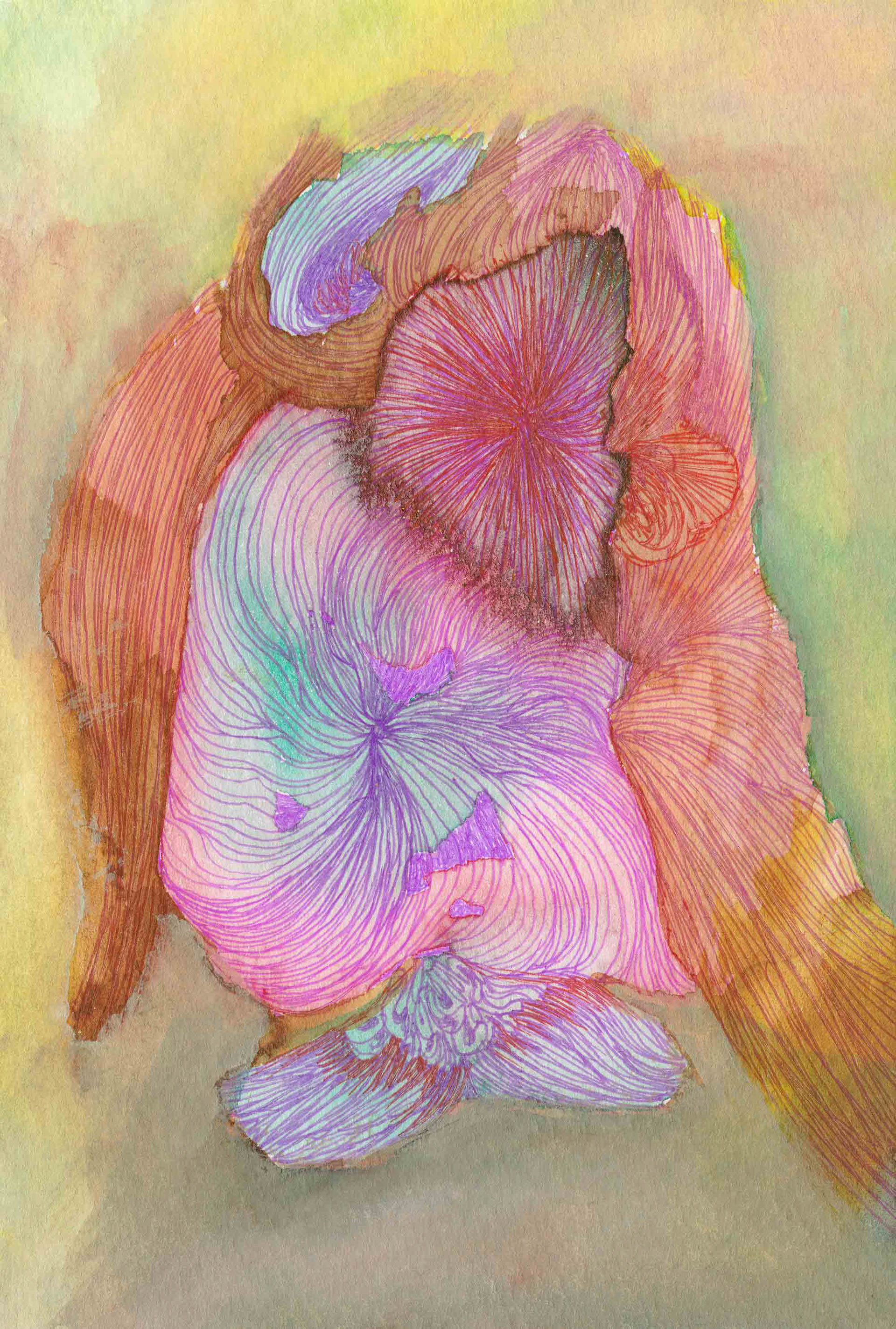 Owl [#SS16DW043] 2016, Watercolor and Pen on Acid-free Paper, 5.8 x 3.9 in. / 148 x 100 mm