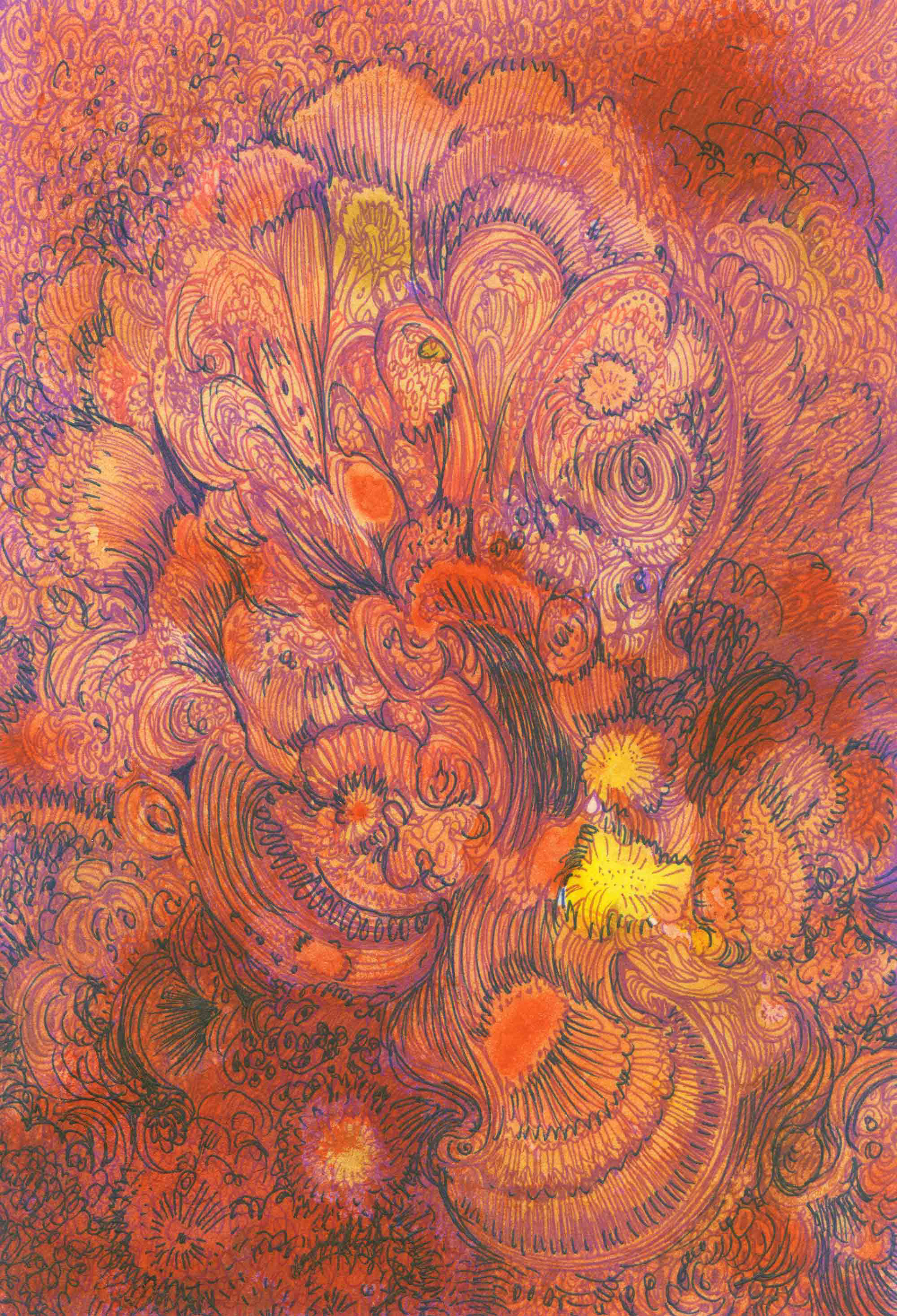 Untitled [#SS14DW057] 2014, Watercolor and Pen on Paper, 5.8 x 3.9 in. / 148 x 100 mm