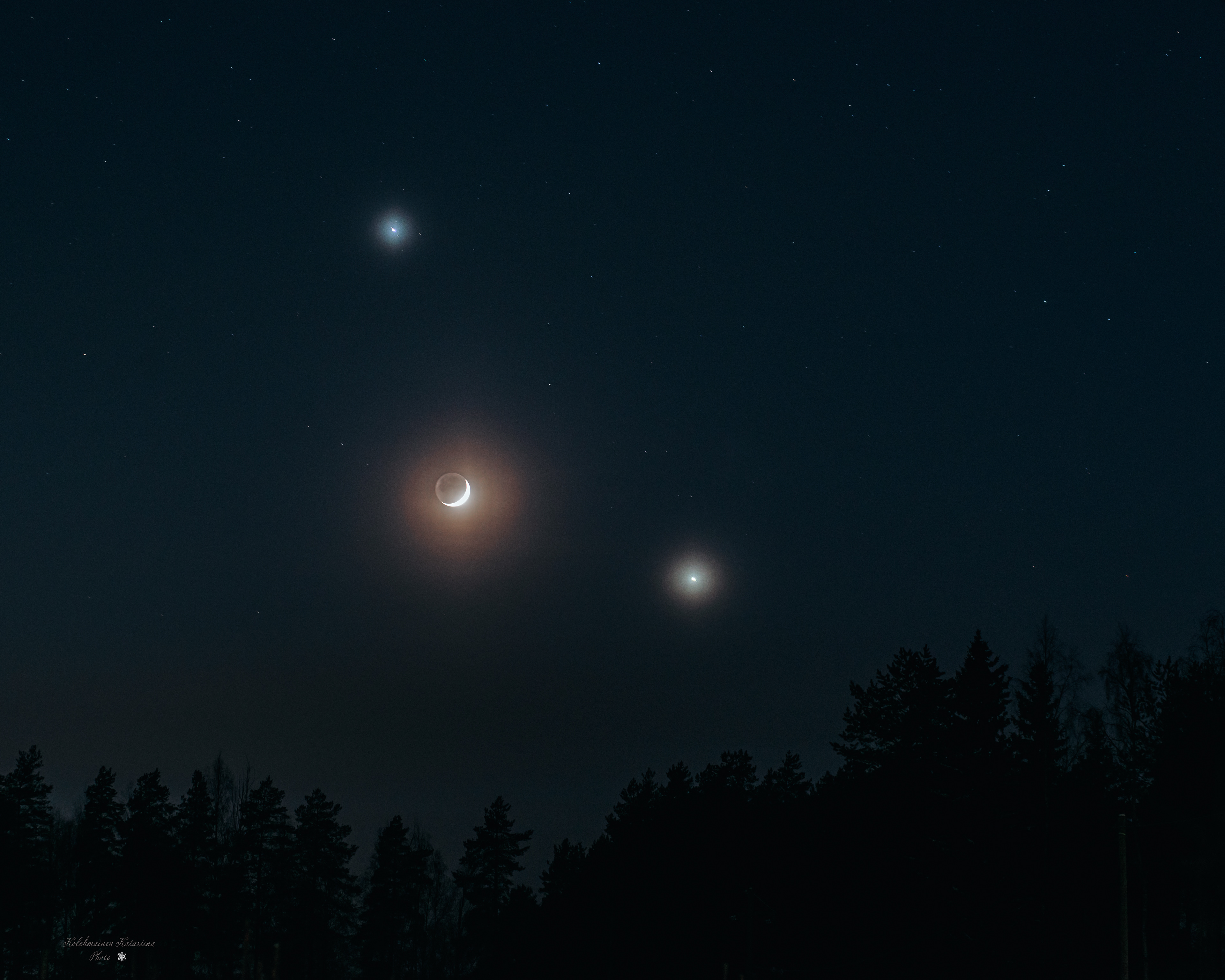 Jupiter, kuu ja Venus