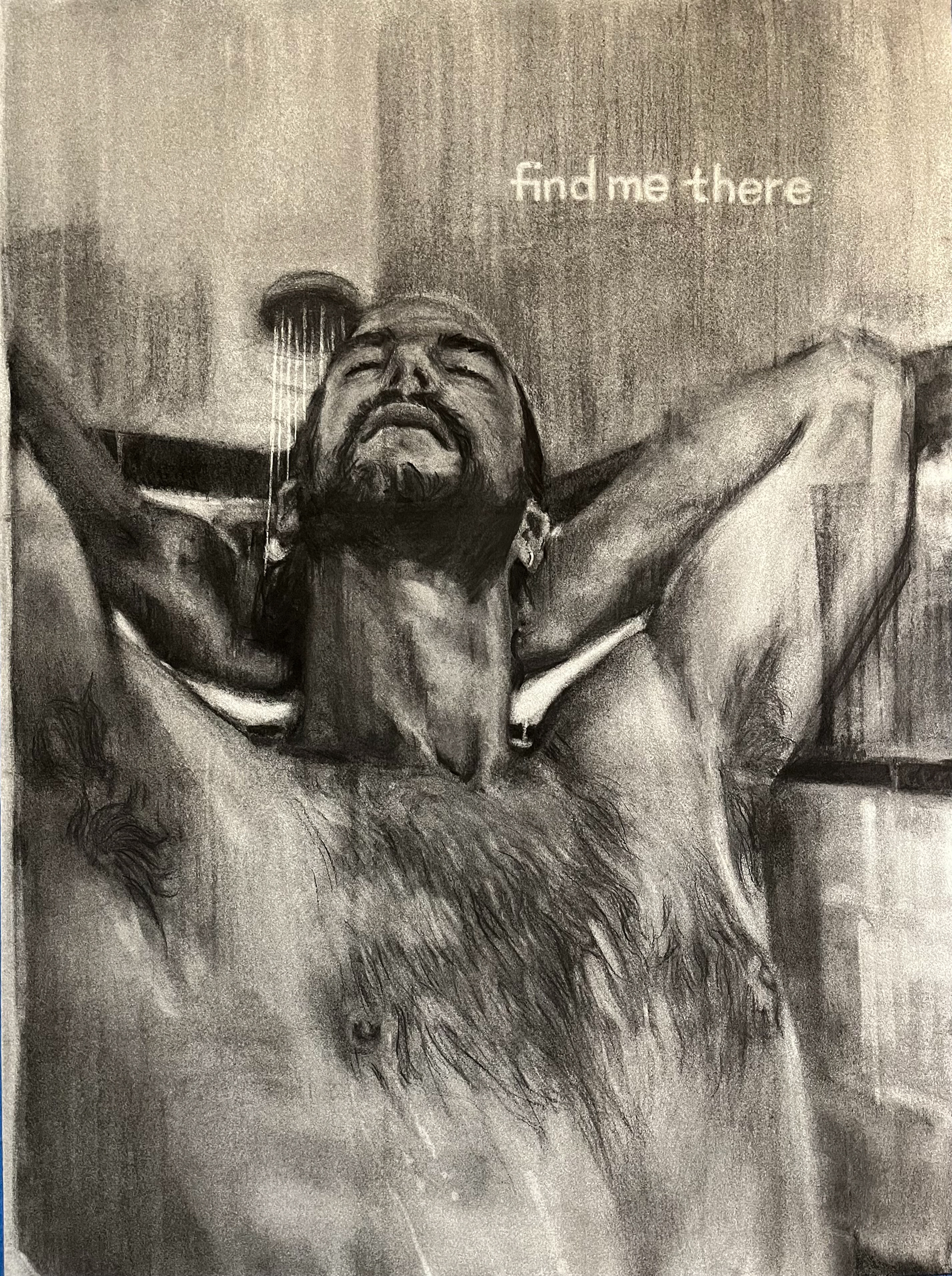 find me there, charcoal, 22 x 30 inches, 2024